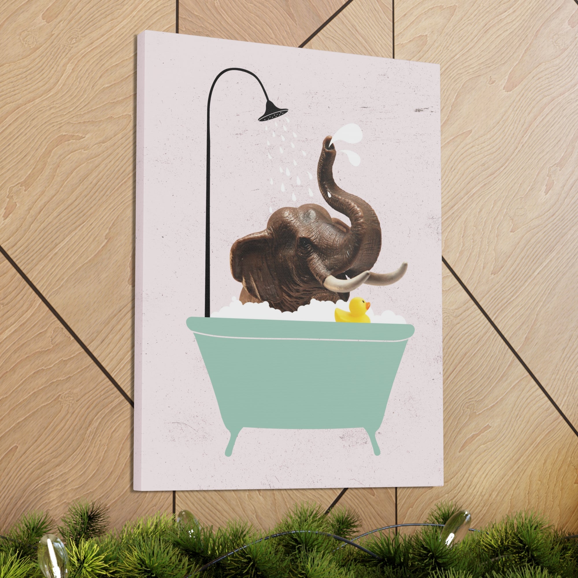 Funny Elephant Bath Canvas Wall Art for Home Decor Ready-to-Hang-Express Your Love Gifts