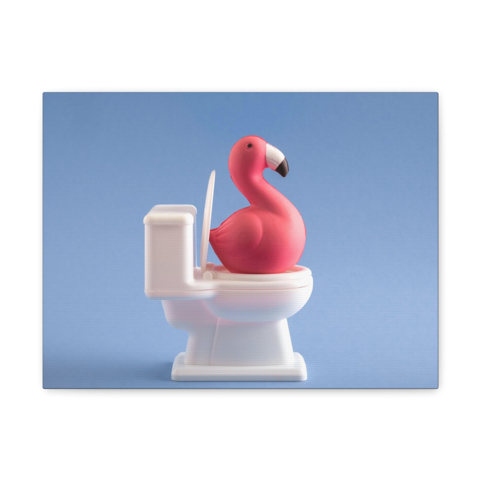 Cute Pink Flamingo Sitting On Toilet Funny Canvas Wall Art for Home Decor Ready-to-Hand-Express Your Love Gifts