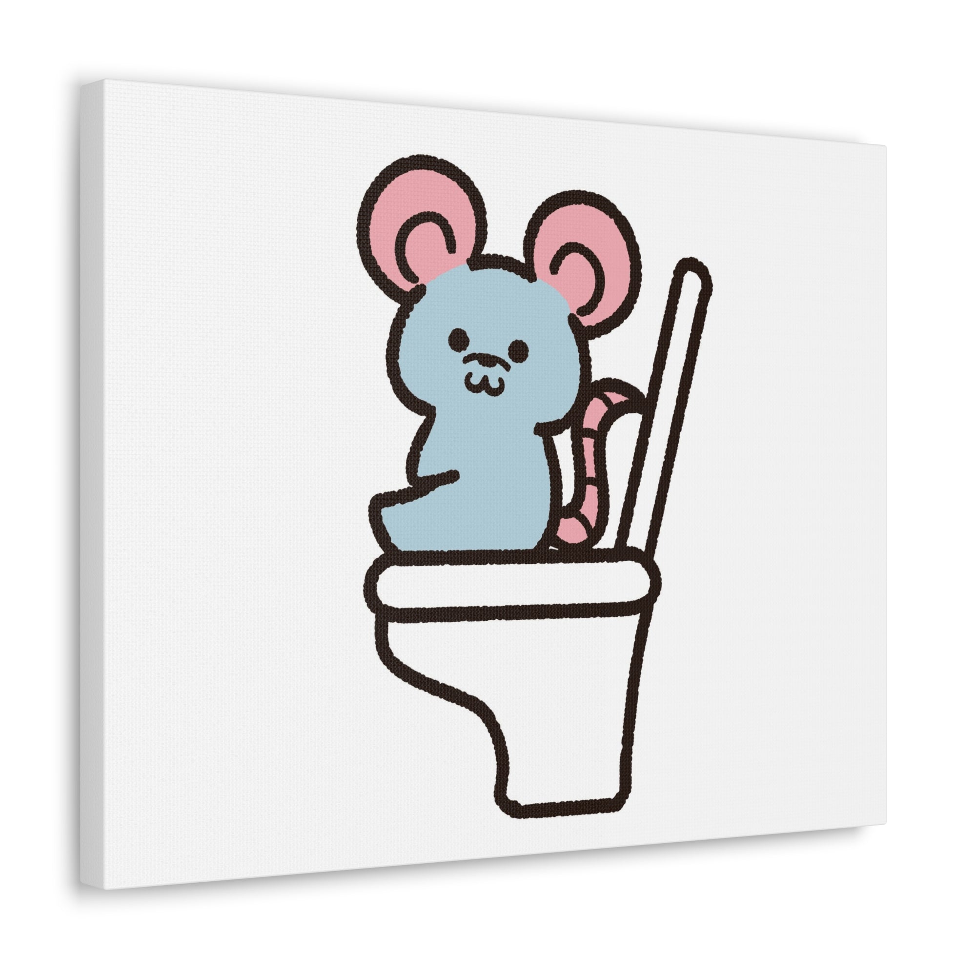 Cartoon Mouse Sitting On Toilet Funny Canvas Wall Art for Home Decor Ready-to-Hand-Express Your Love Gifts