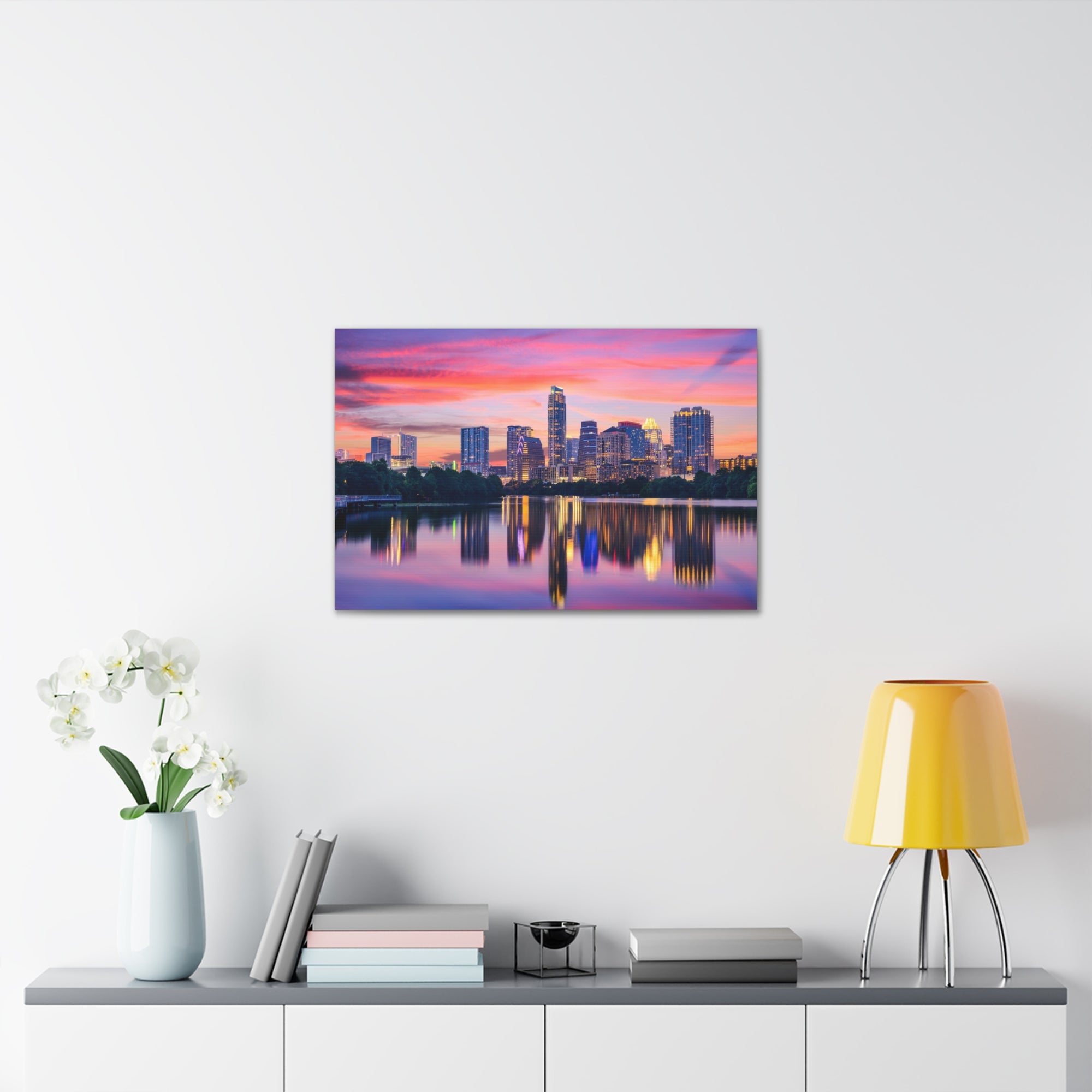 Austin Night Skyline Canvas Artwork High-Quality Breathtaking Stunning Cityscape for Home Decor Ready to Hang-Express Your Love Gifts