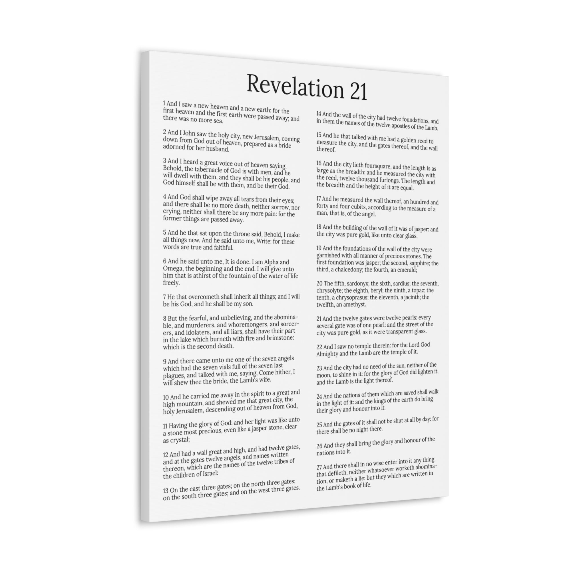 Scripture Walls Revelation 21 Chapter New Heaven and New Earth White Christian Wall Art Print Ready to Hang Unframed-Express Your Love Gifts