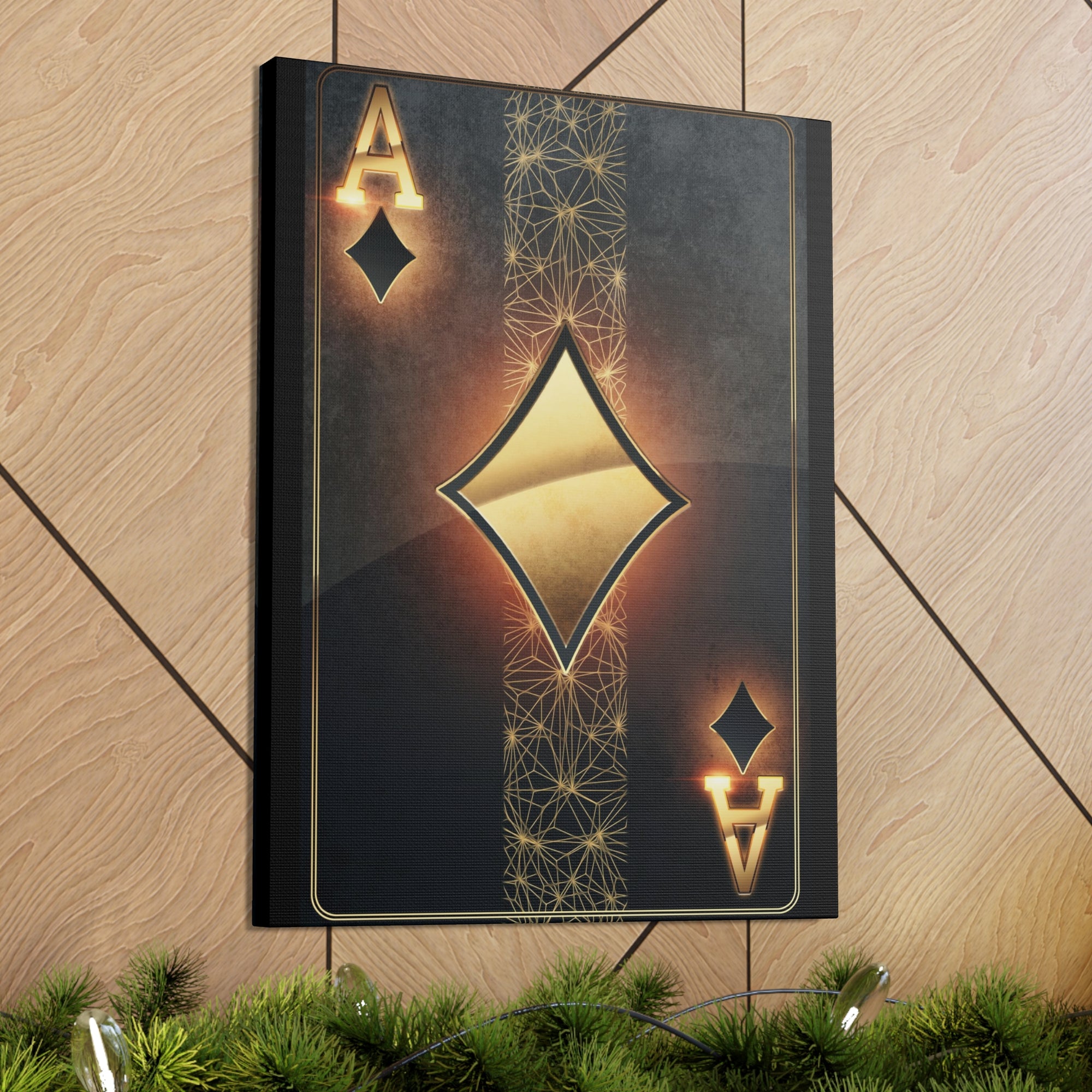 Black Gold Ace Of Diamonds Playing Card Canvas Wall Art for Home Decor Ready-to-Hang-Express Your Love Gifts