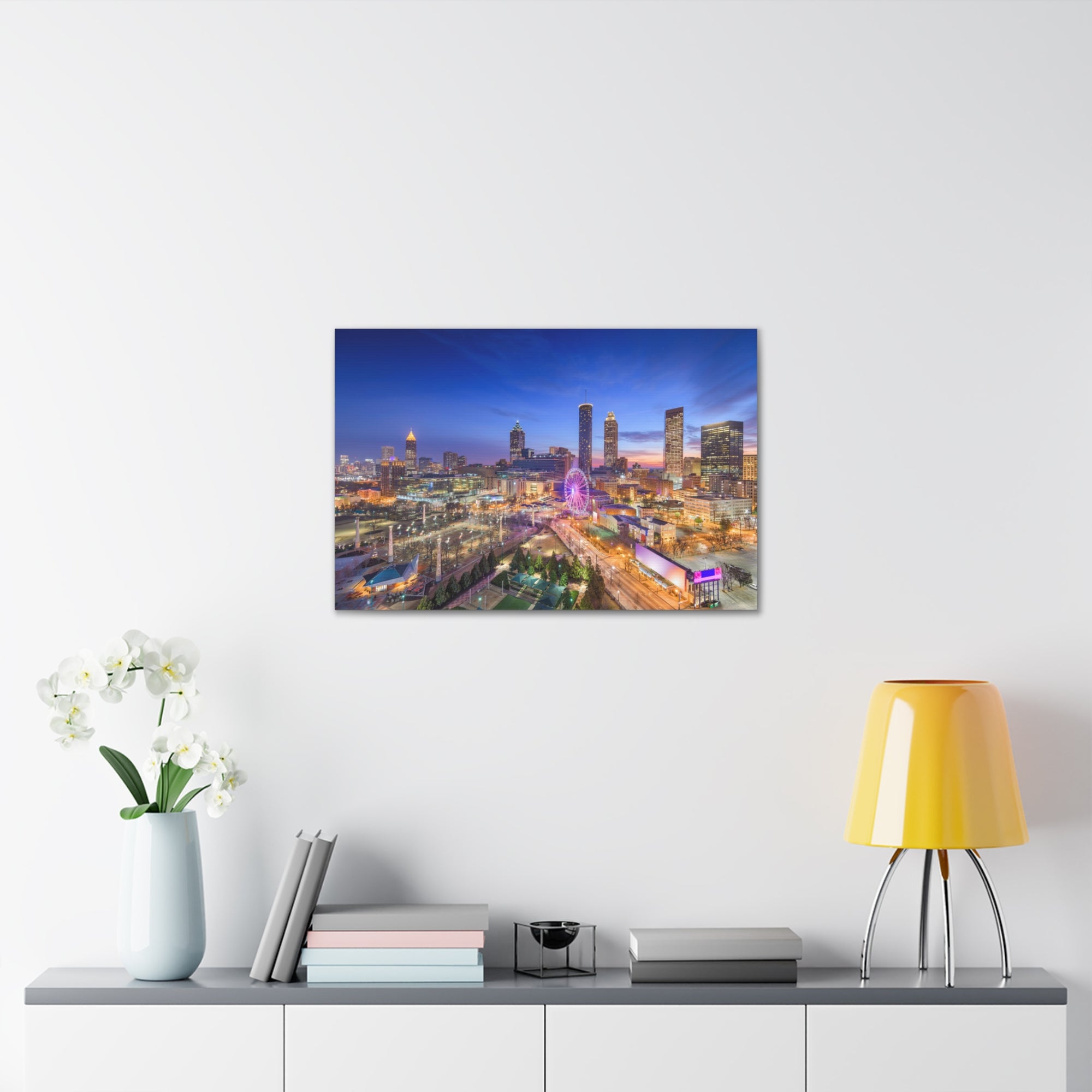 Atlanta Night Skyline Canvas Artwork High-Quality Breathtaking Stunning Cityscape for Home Decor Ready to Hang-Express Your Love Gifts