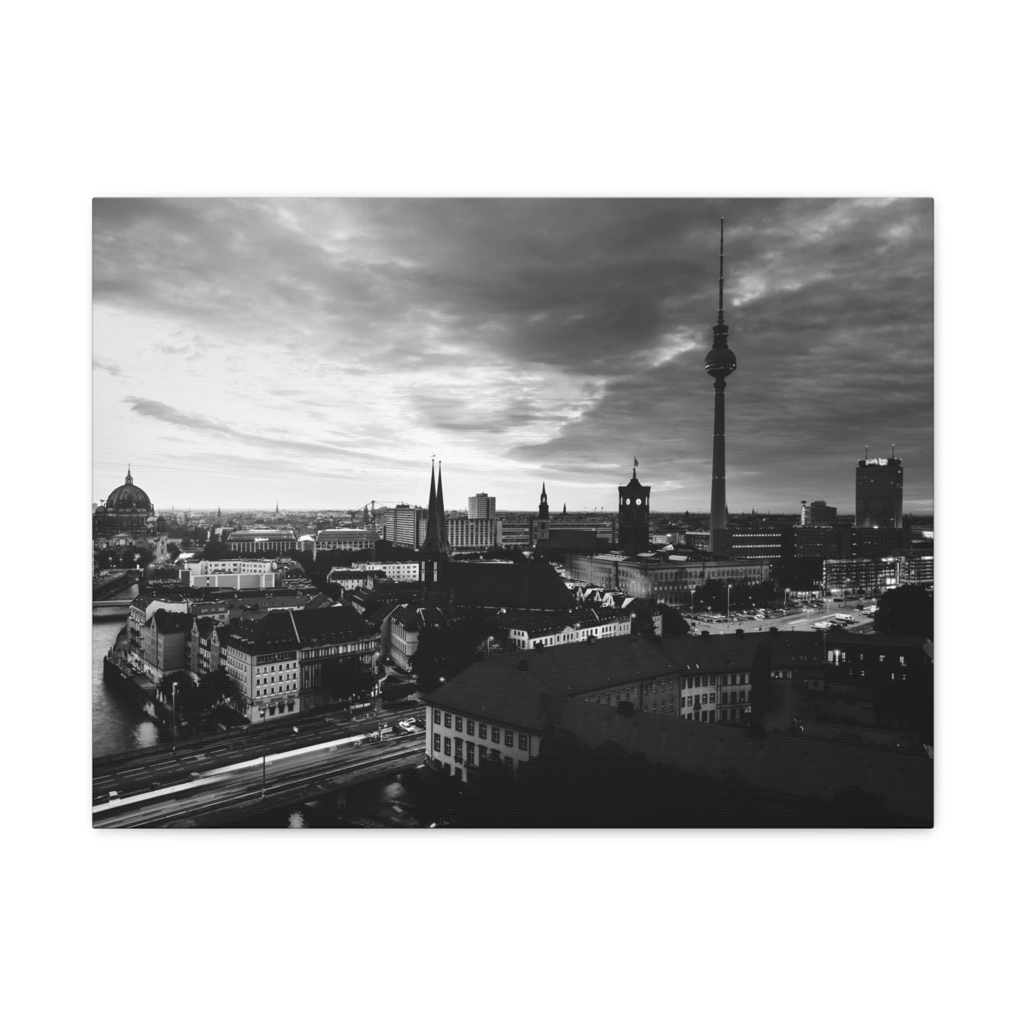 Berlin Black And White Skyline Canvas Artwork High-Quality Breathtaking Stunning Cityscape for Home Decor Ready to Hang-Express Your Love Gifts