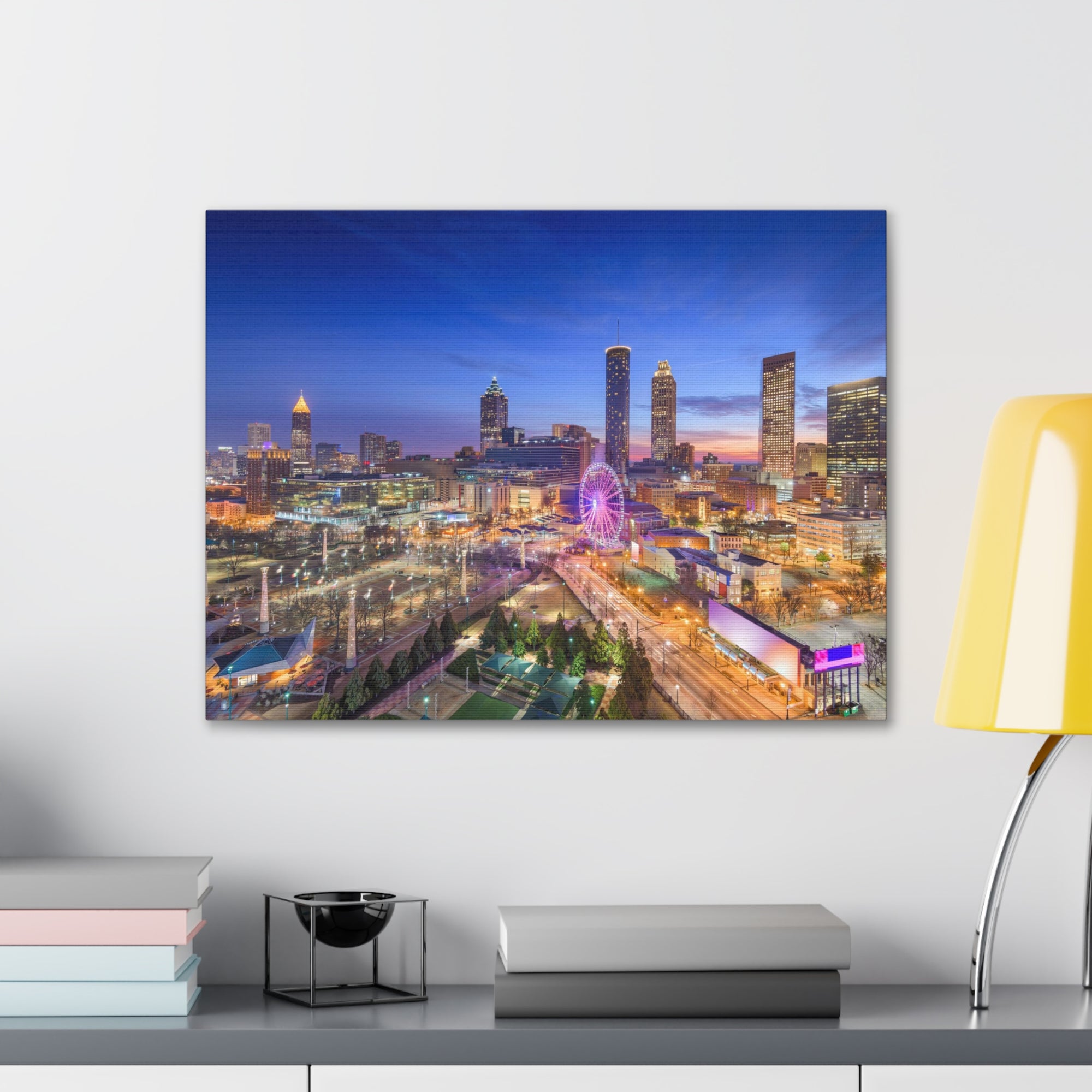 Atlanta Night Skyline Canvas Artwork High-Quality Breathtaking Stunning Cityscape for Home Decor Ready to Hang-Express Your Love Gifts