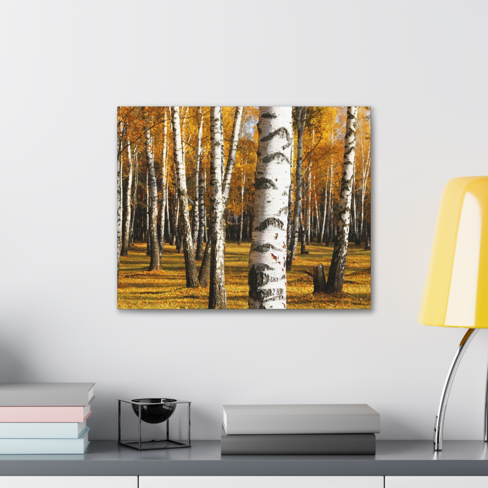 Birch Tree Orange Forest Nature Wilderness Photography Canvas Wall Art for Home Decor Ready-to-Hang-Express Your Love Gifts