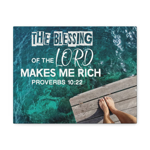 Scripture Canvas The Blessing of The Lord Proverbs 10:22 Wall Art Bible Verse Print Ready to Hang-Express Your Love Gifts