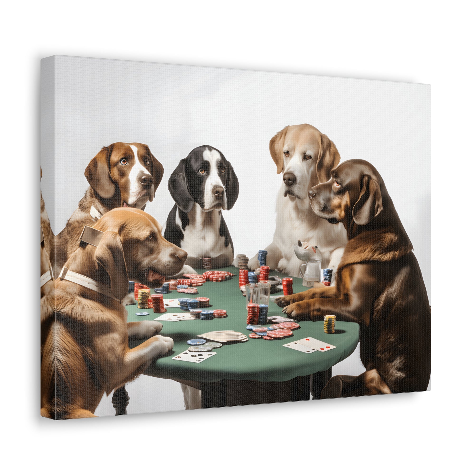 Dogs Playing Poker Funny Game Playing Card Canvas Wall Art for Home Decor Ready-to-Hang-Express Your Love Gifts