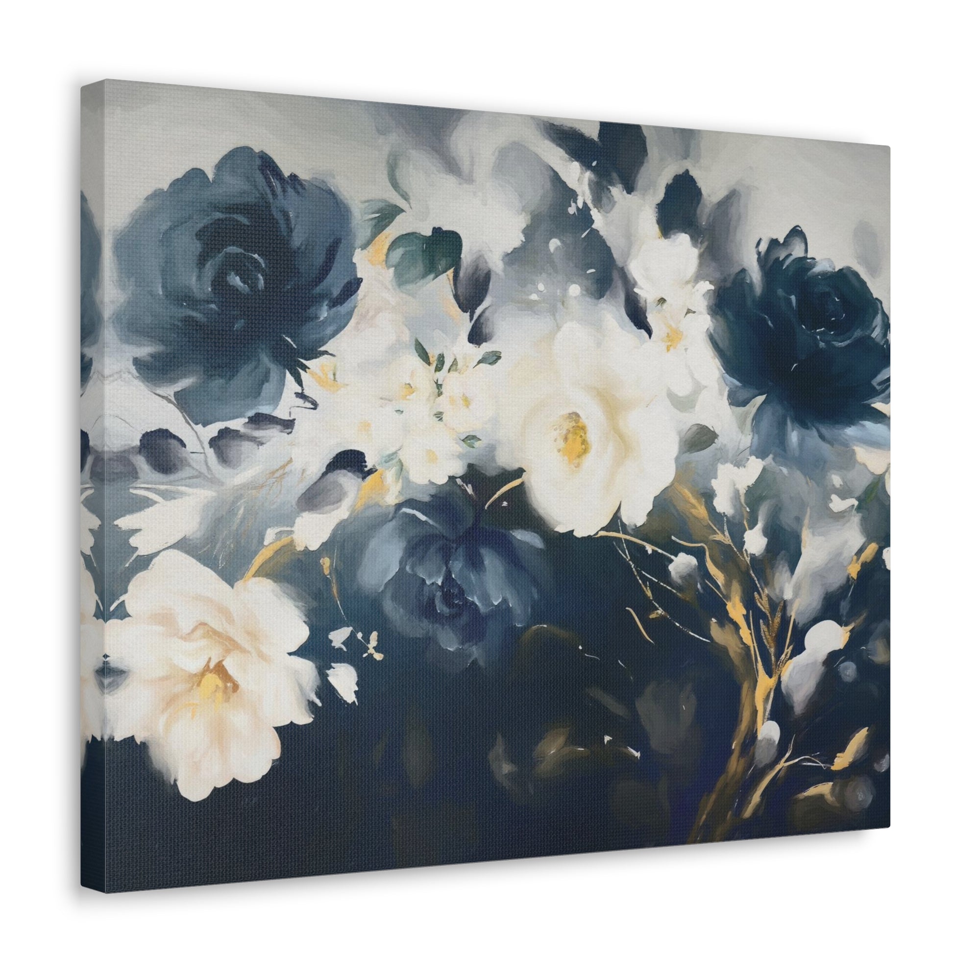 Blue And White Rose Flower Flower Canvas Wall Art for Home Decor Ready-to-Hang-Express Your Love Gifts