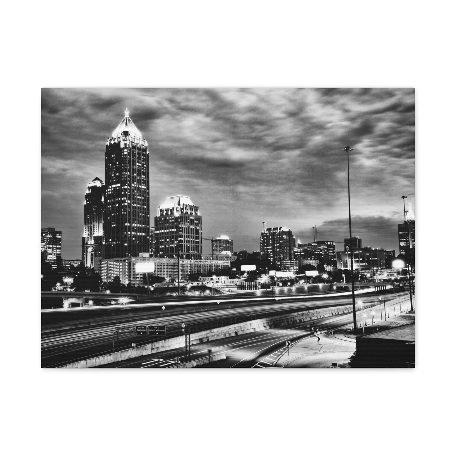 Atlanta Black And White Skyline Canvas Artwork High-Quality Breathtaking Stunning Cityscape for Home Decor Ready to Hang-Express Your Love Gifts