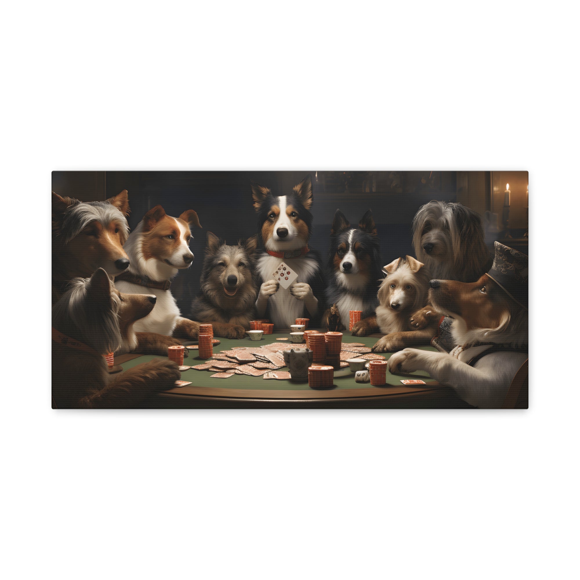 Different Dogs Playing Poker New York Animals Playing Card Canvas Wall Art for Home Decor Ready-to-Hang-Express Your Love Gifts