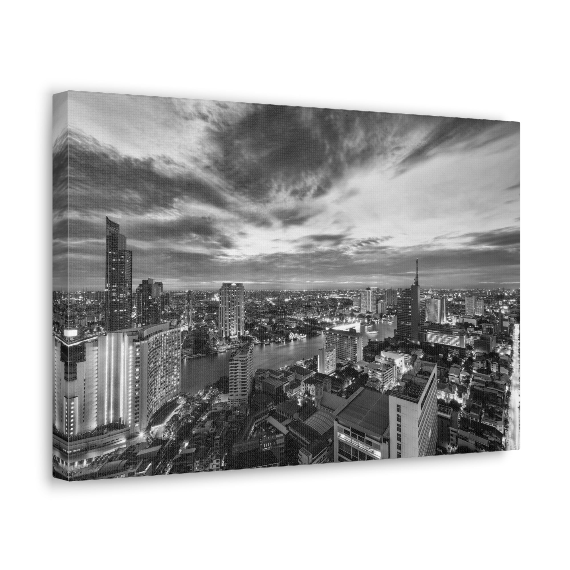 Bangkok Black And White Skyline Canvas Artwork High-Quality Breathtaking Stunning Cityscape for Home Decor Ready to Hang-Express Your Love Gifts