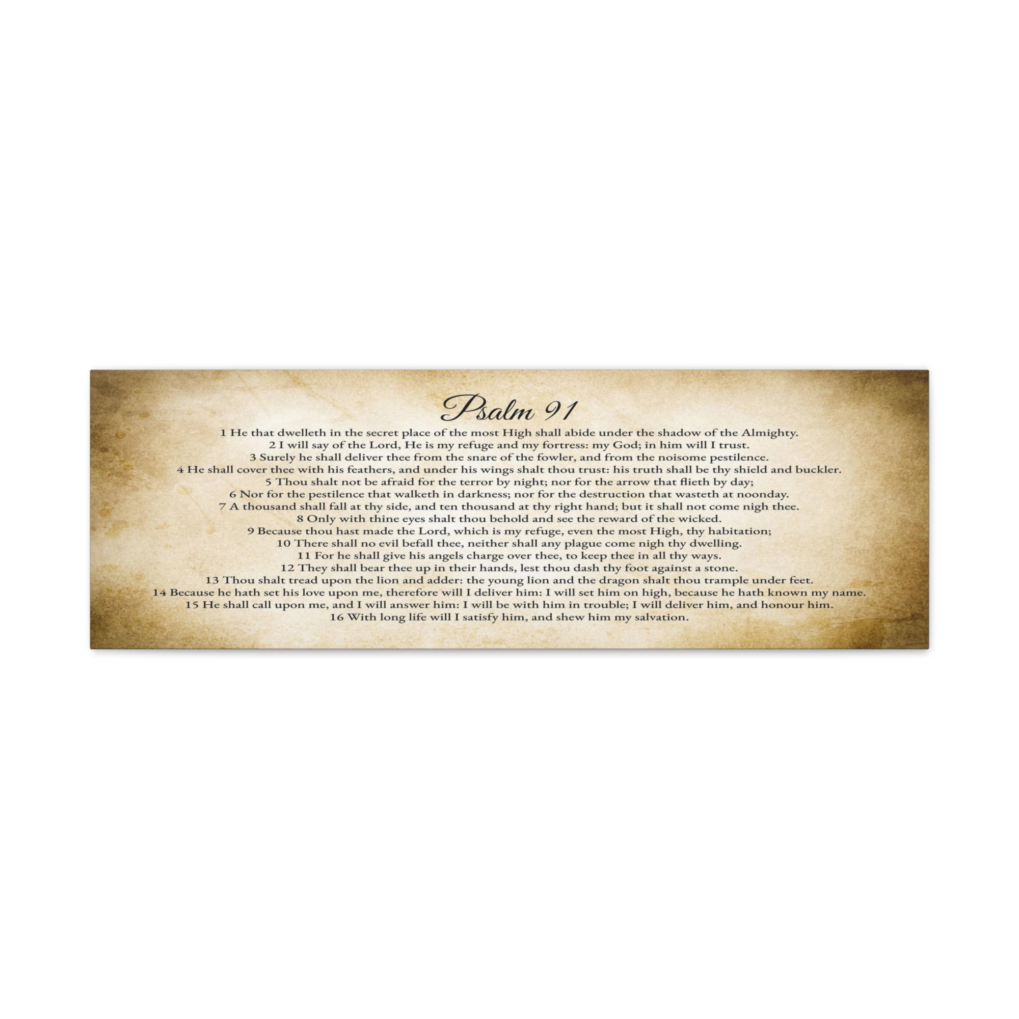 Scripture Walls Psalm 91 English Landscape Gold Bible Verse Canvas Christian Wall Art Ready to Hang Unframed-Express Your Love Gifts