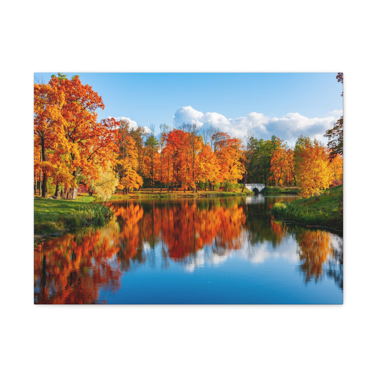 Autumn Fall Forest Orange Leaves Lake Nature Wilderness Photography Canvas Wall Art for Home Decor Ready-to-Hang-Express Your Love Gifts