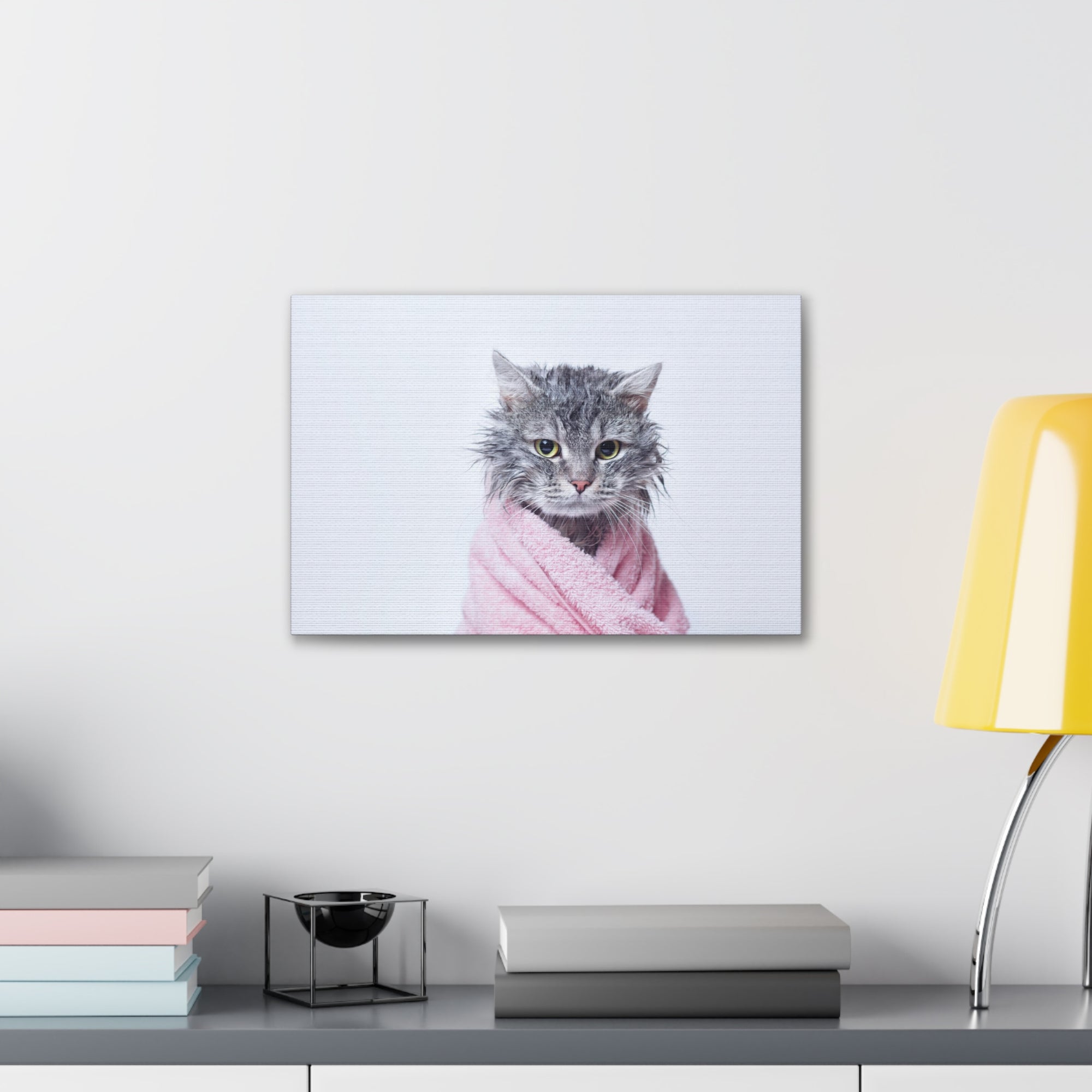 Funny Tabby Cat Bathee Canvas Wall Art for Home Decor Ready-to-Hang-Express Your Love Gifts