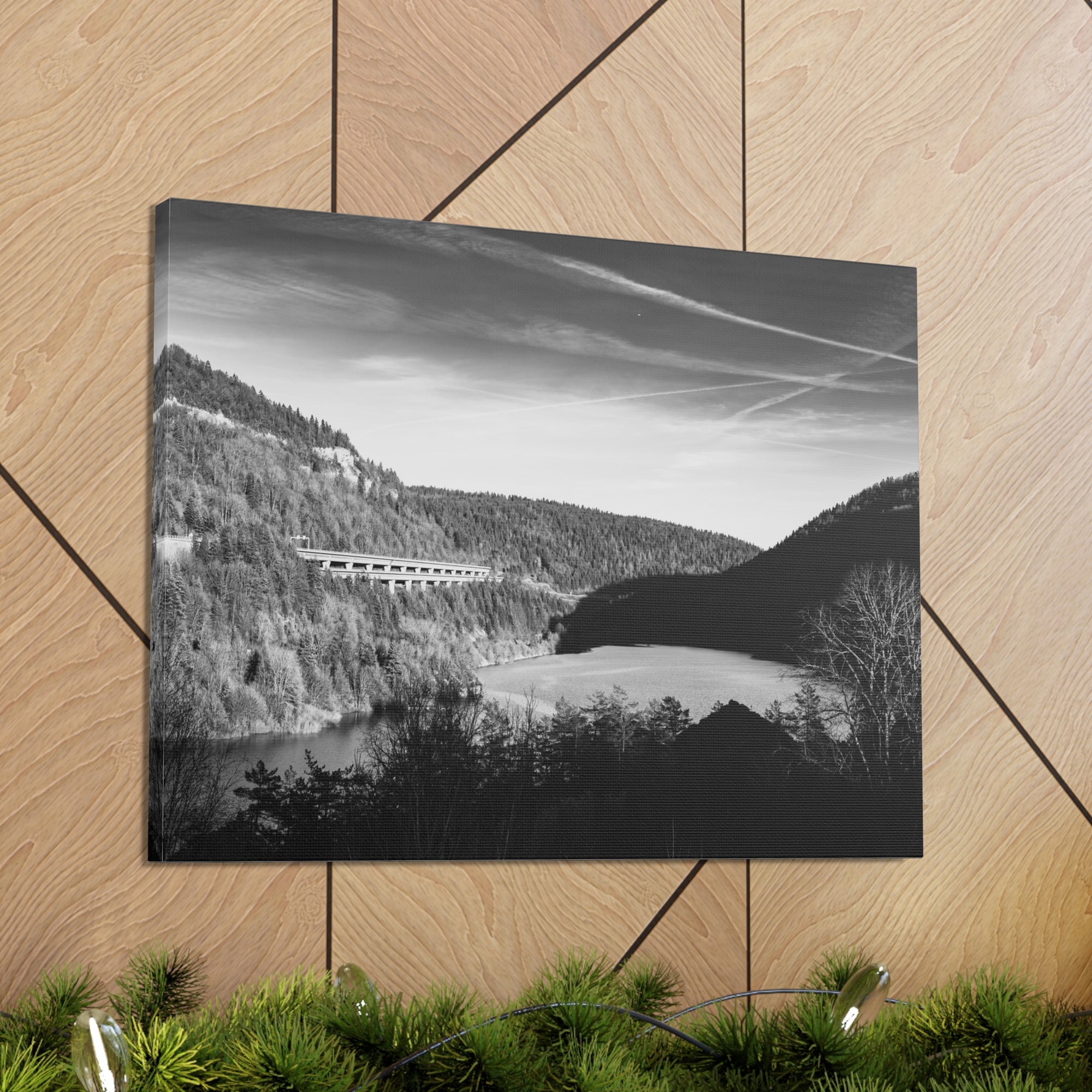 Black And White Forest Mountain Nature Wilderness Photography Canvas Wall Art for Home Decor Ready-to-Hang-Express Your Love Gifts