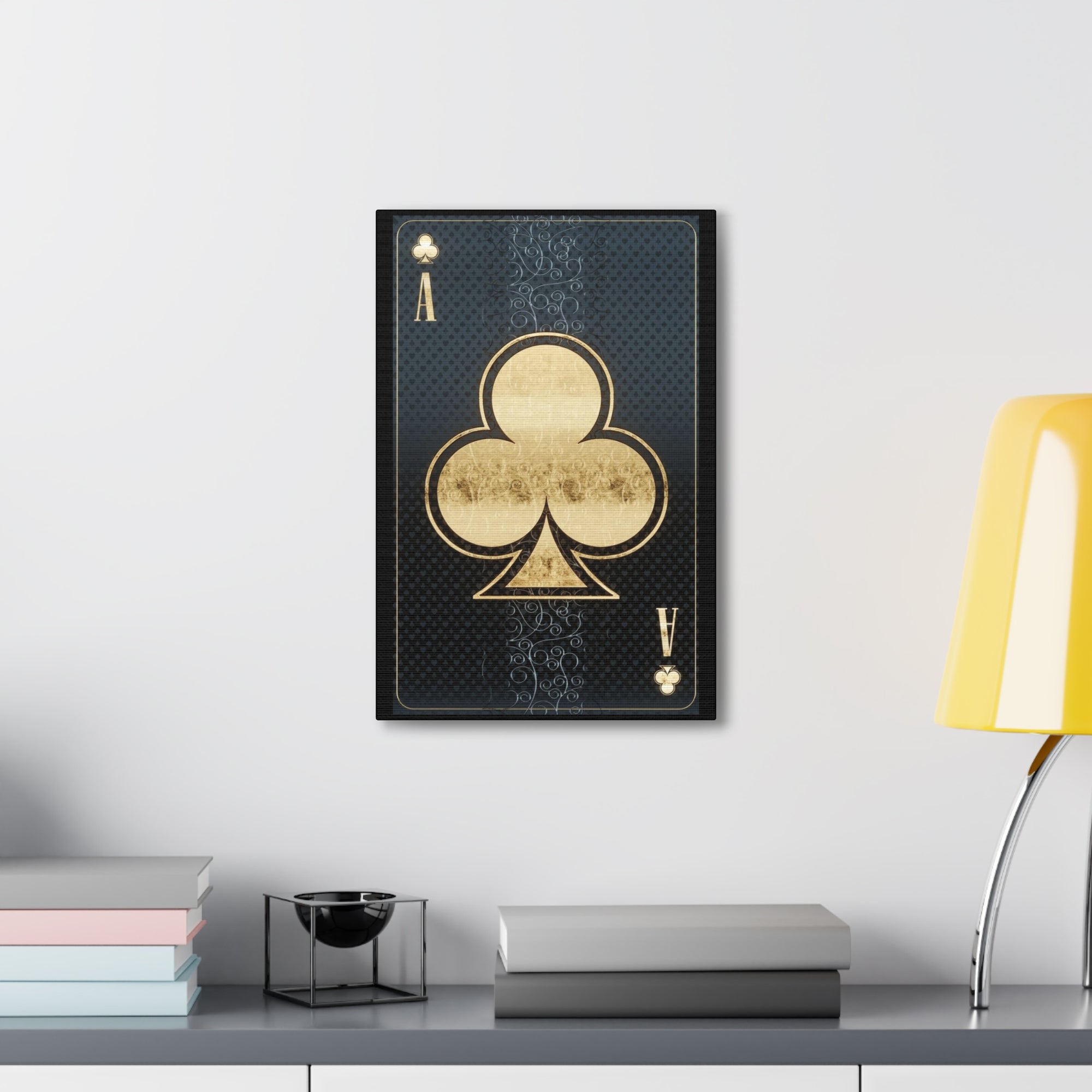 3D Casino Ace of Clubs Playing Card Canvas Wall Art for Home Decor Ready-to-Hang-Express Your Love Gifts