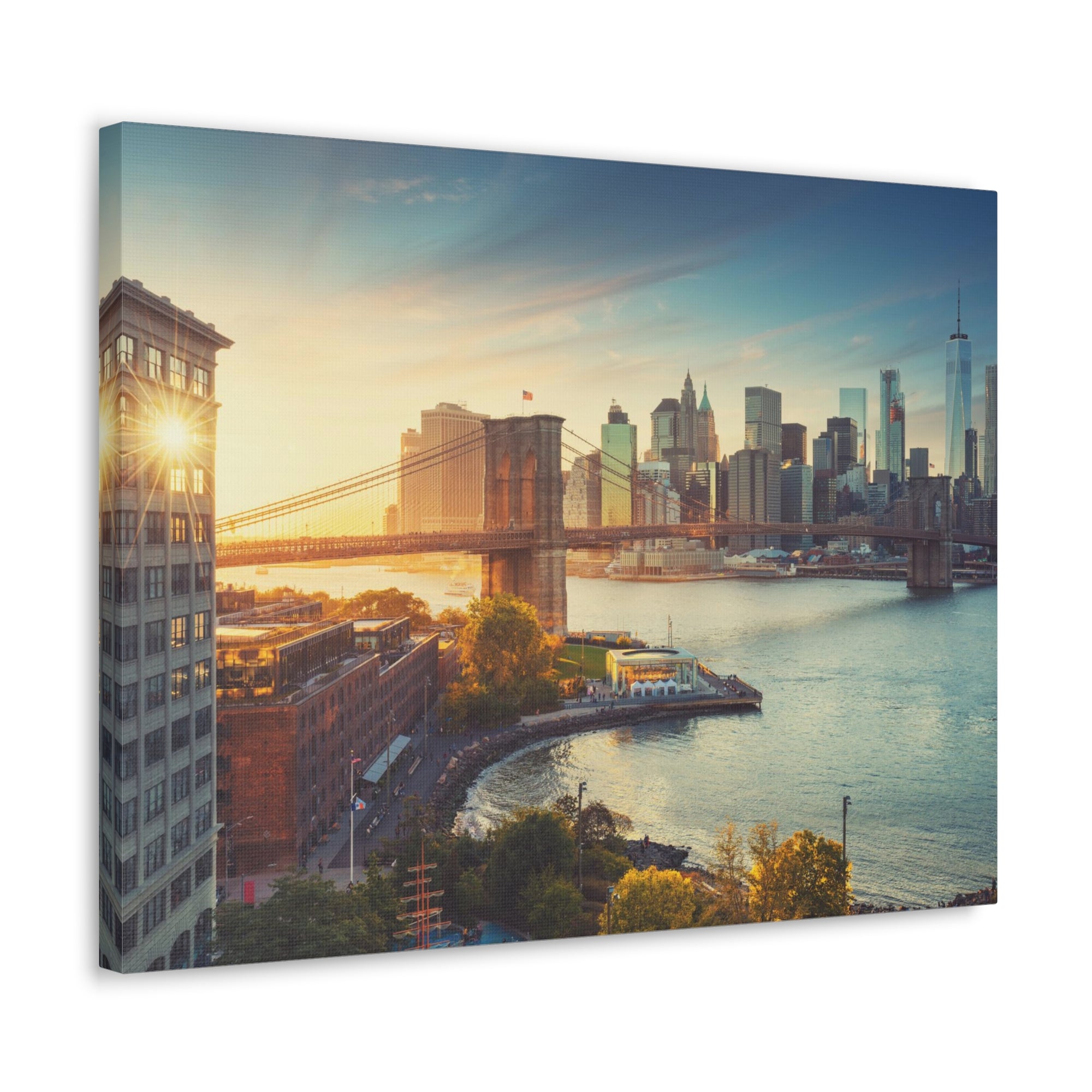 Brooklyn Daytime Skyline Canvas Artwork High-Quality Breathtaking Stunning Cityscape for Home Decor Ready to Hang-Express Your Love Gifts