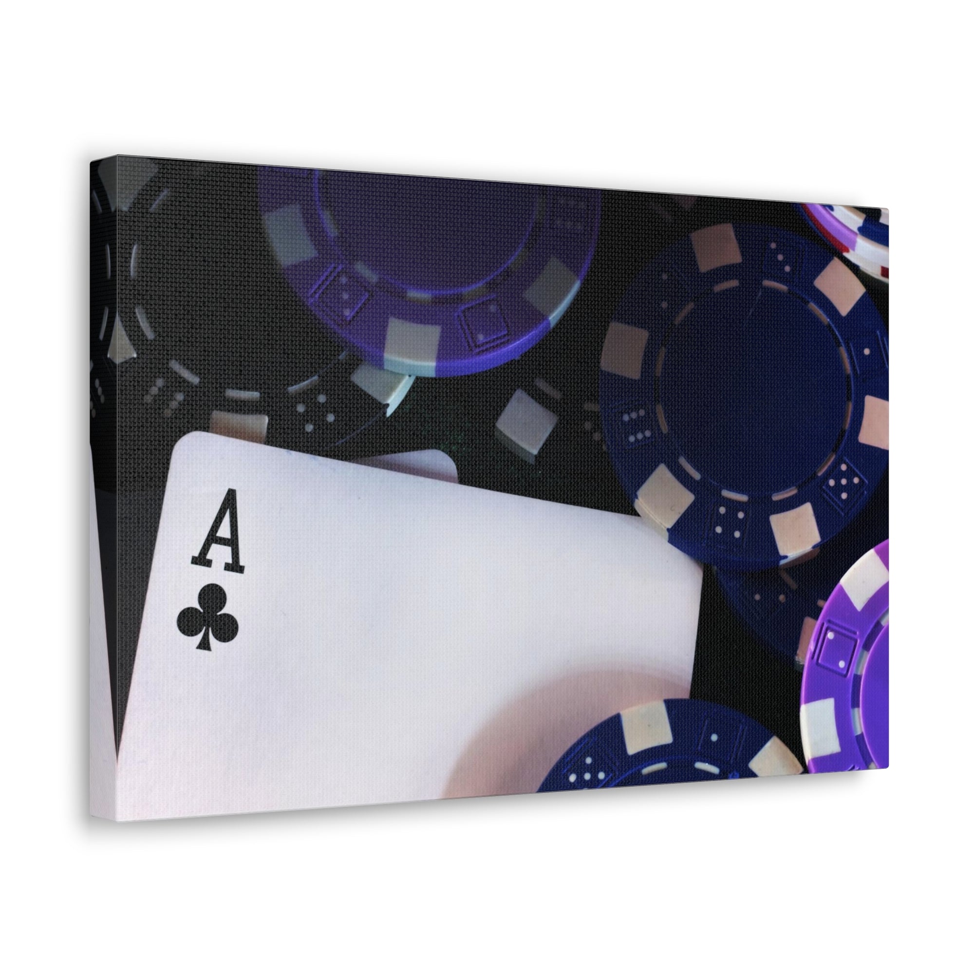 Ace of Clubs With Poker Chips Playing Card Canvas Wall Art for Home Decor Ready-to-Hang-Express Your Love Gifts