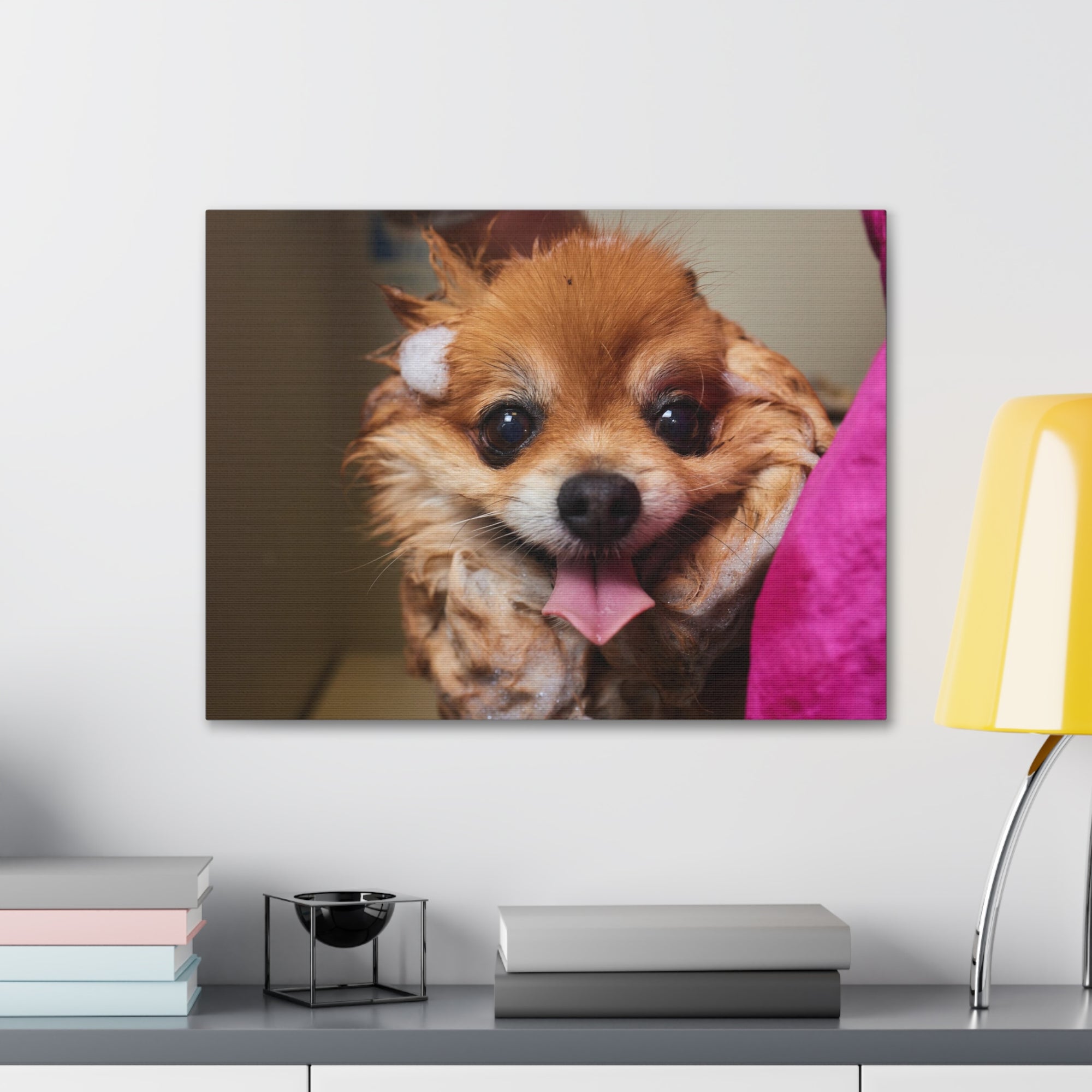 Funny Corgi Bathee Canvas Wall Art for Home Decor Ready-to-Hang-Express Your Love Gifts