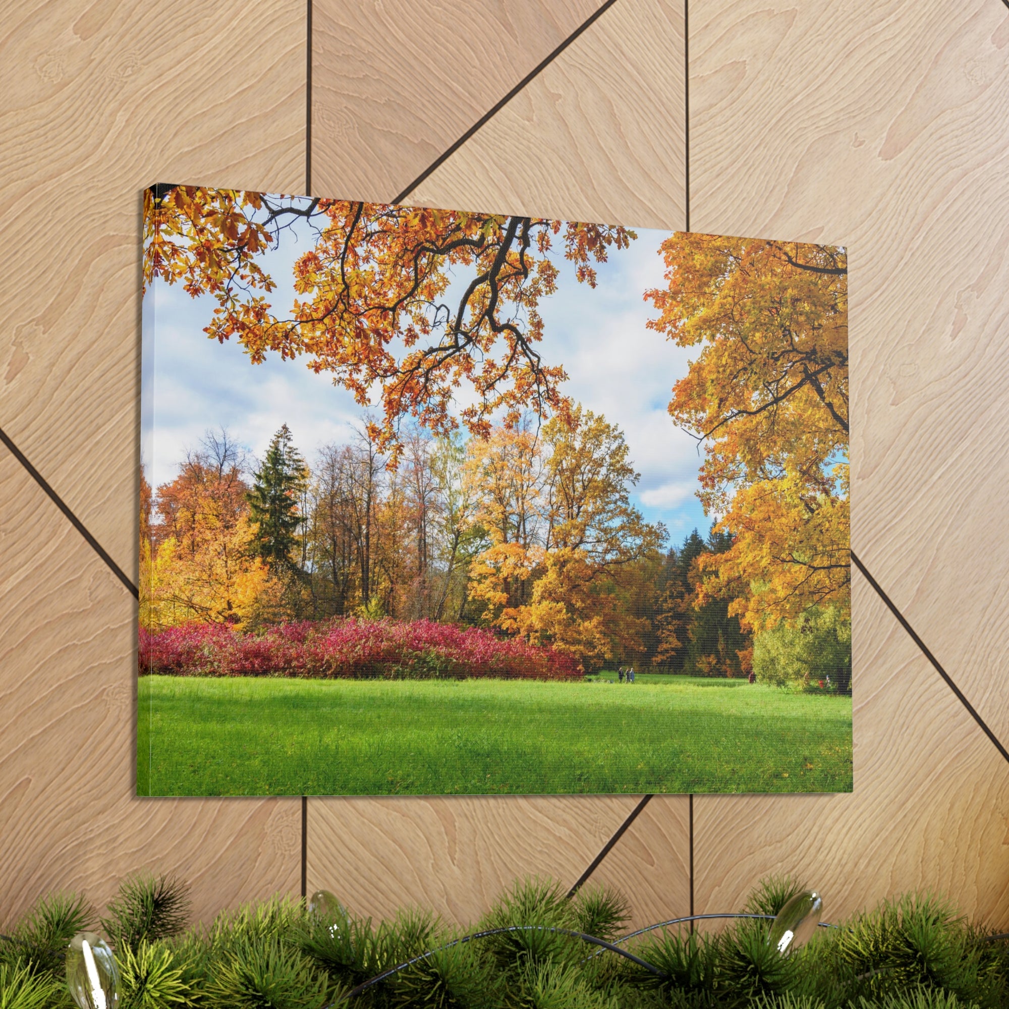 Autumn Park Tree Orange Nature Wilderness Photography Canvas Wall Art for Home Decor Ready-to-Hang-Express Your Love Gifts