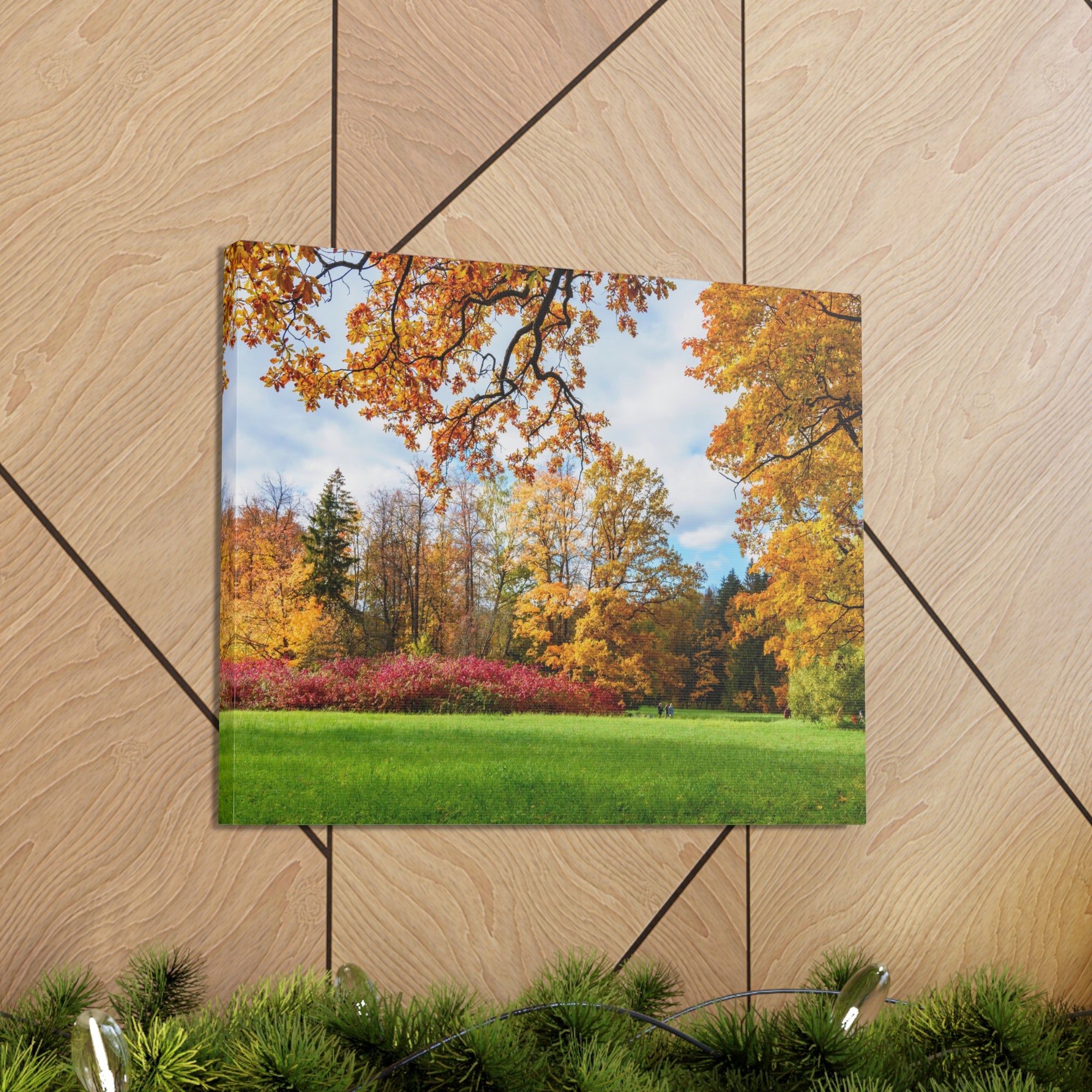 Autumn Park Tree Orange Nature Wilderness Photography Canvas Wall Art for Home Decor Ready-to-Hang-Express Your Love Gifts