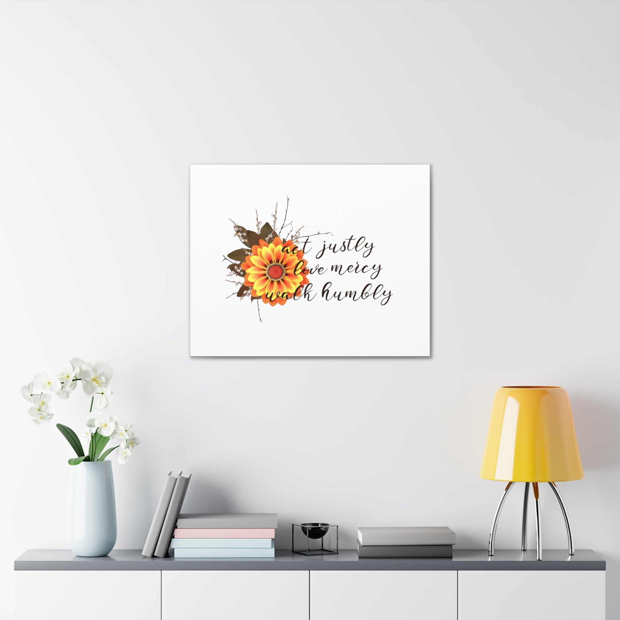 Scripture Walls Micah 6:8 Act Justly Sunflower Bible Verse Canvas Christian Wall Art Ready to Hang Unframed-Express Your Love Gifts