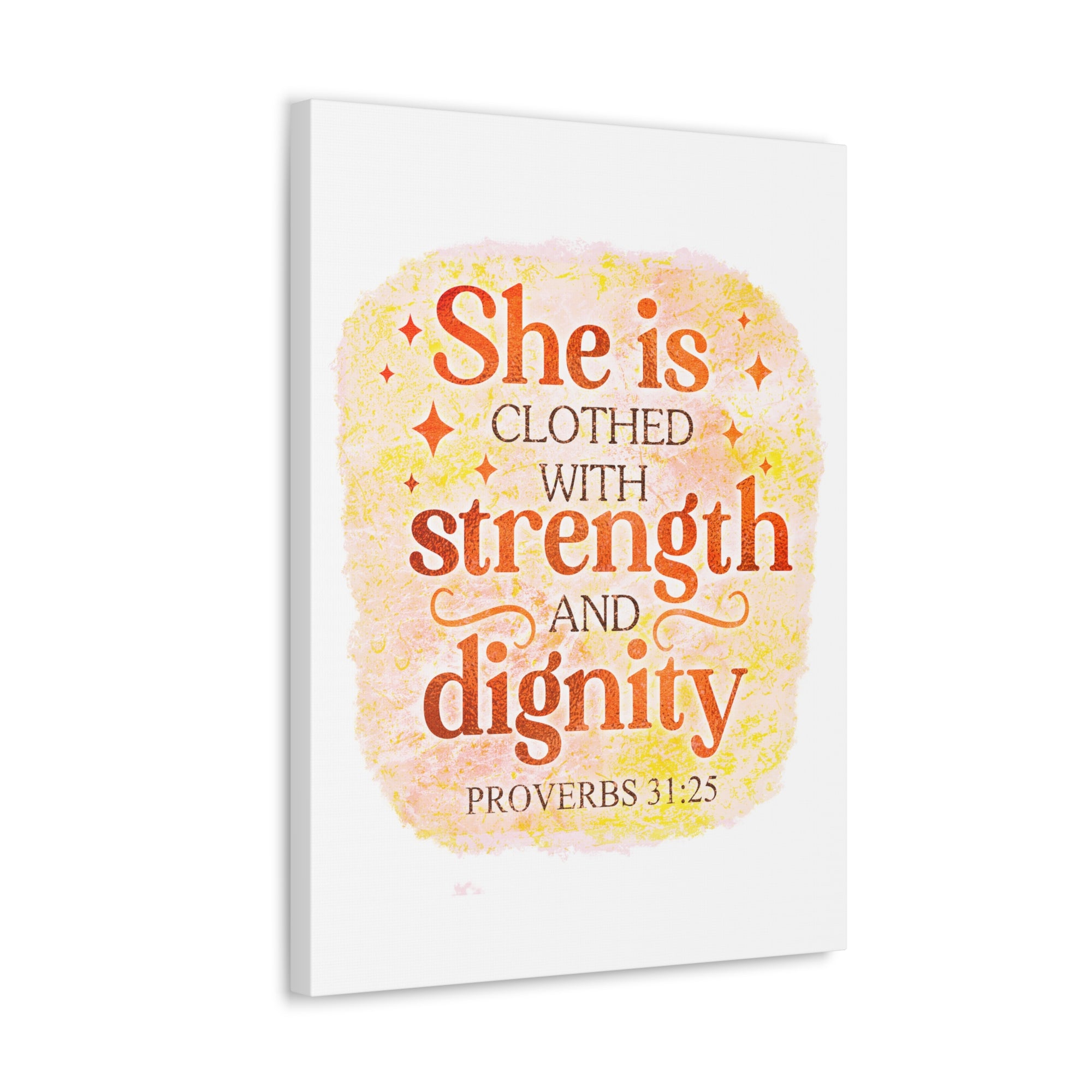 Scripture Walls Proverbs 31:25 Strength and Dignity Bible Verse Canvas Christian Wall Art Ready to Hang Unframed-Express Your Love Gifts