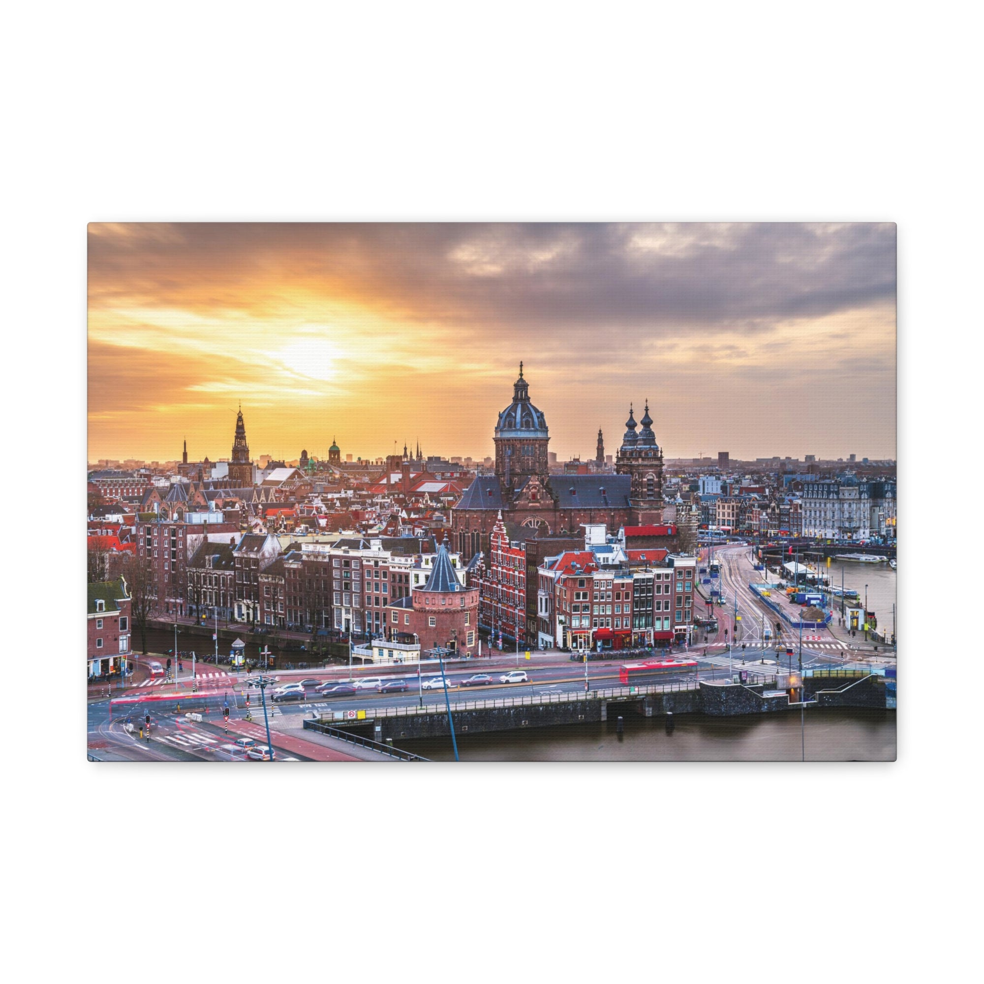 Amsterdam Daytime Skyline Canvas Artwork High-Quality Breathtaking Stunning Cityscape for Home Decor Ready to Hang-Express Your Love Gifts