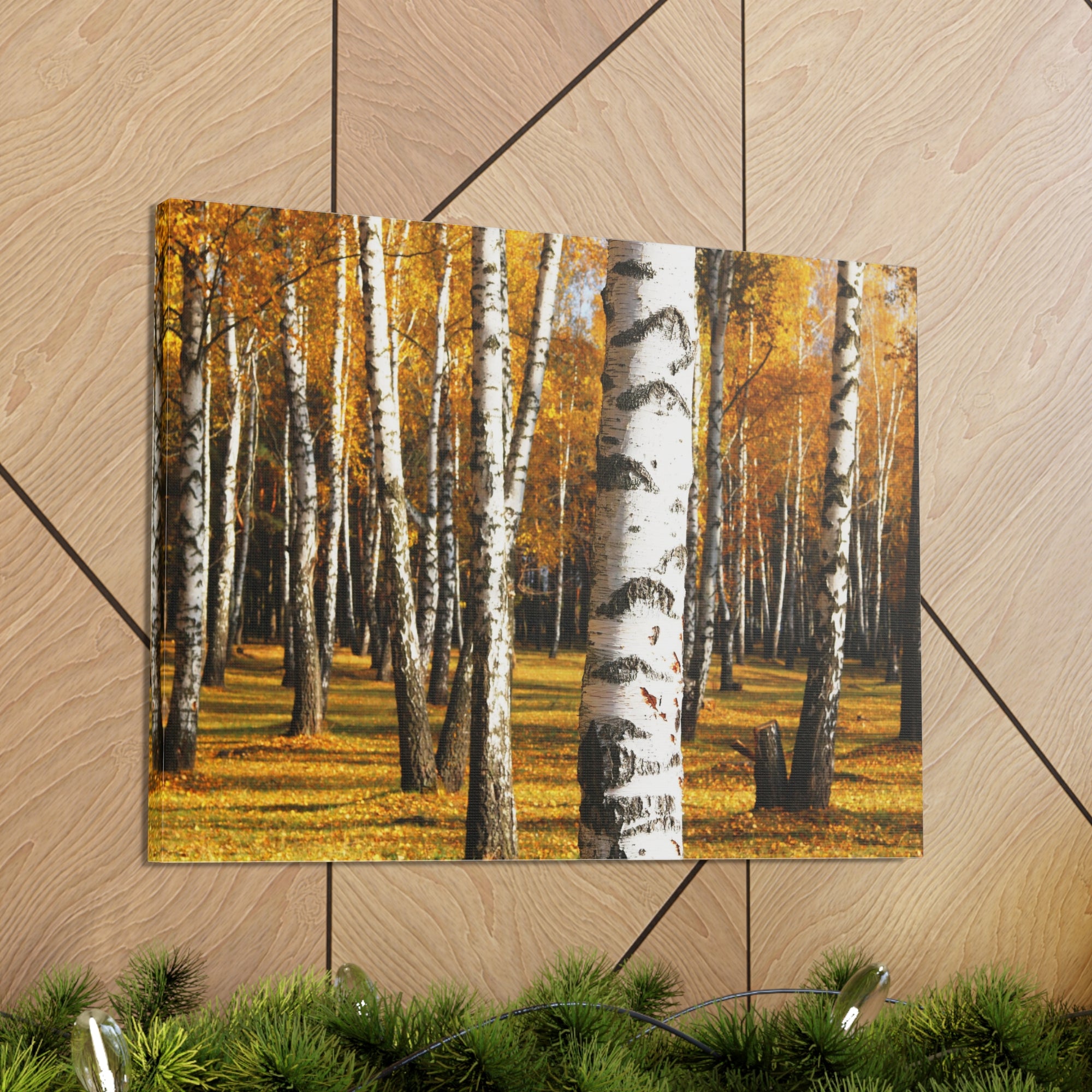 Birch Tree Orange Forest Nature Wilderness Photography Canvas Wall Art for Home Decor Ready-to-Hang-Express Your Love Gifts