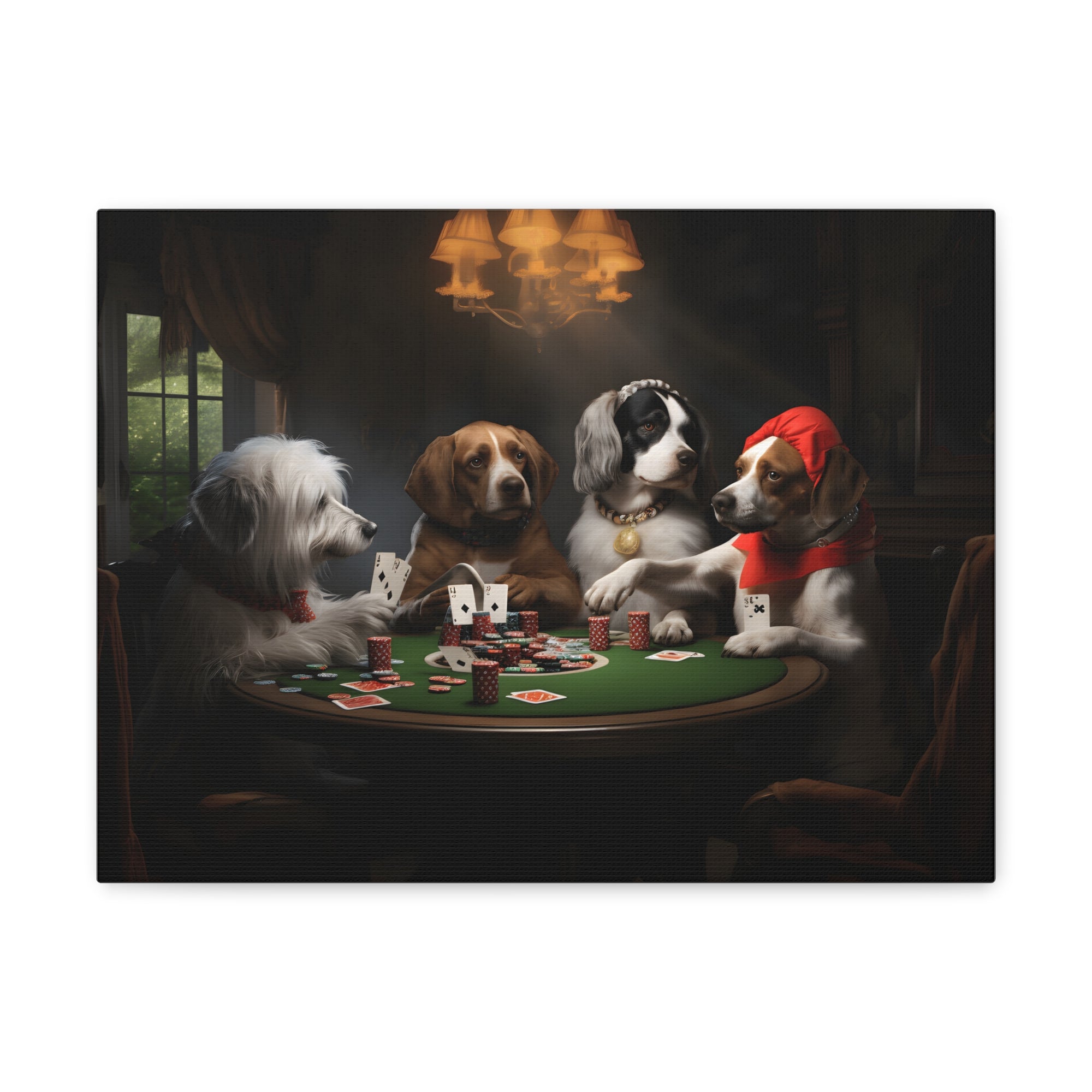 Dogs Playing Poker New York Animals Playing Card Canvas Wall Art for Home Decor Ready-to-Hang-Express Your Love Gifts