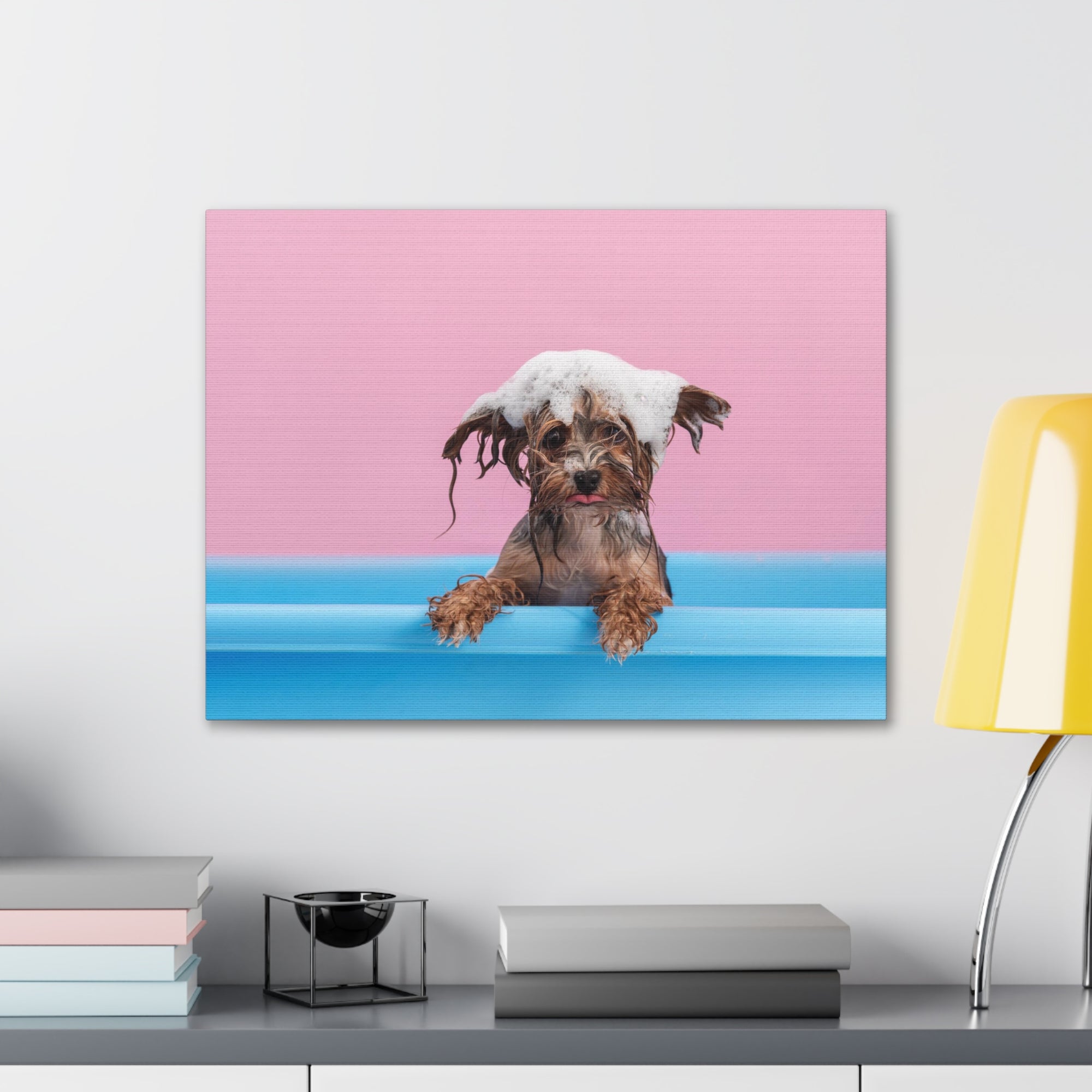 Funny Yorkshire Terrier Bathee Canvas Wall Art for Home Decor Ready-to-Hang-Express Your Love Gifts