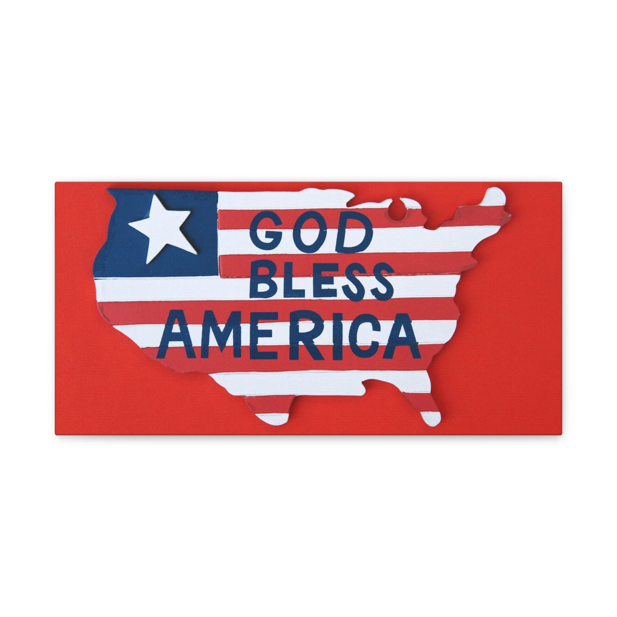 God Bless America Map of USA Canvas Wall Art for Home Decor Ready-to-Hang-Express Your Love Gifts