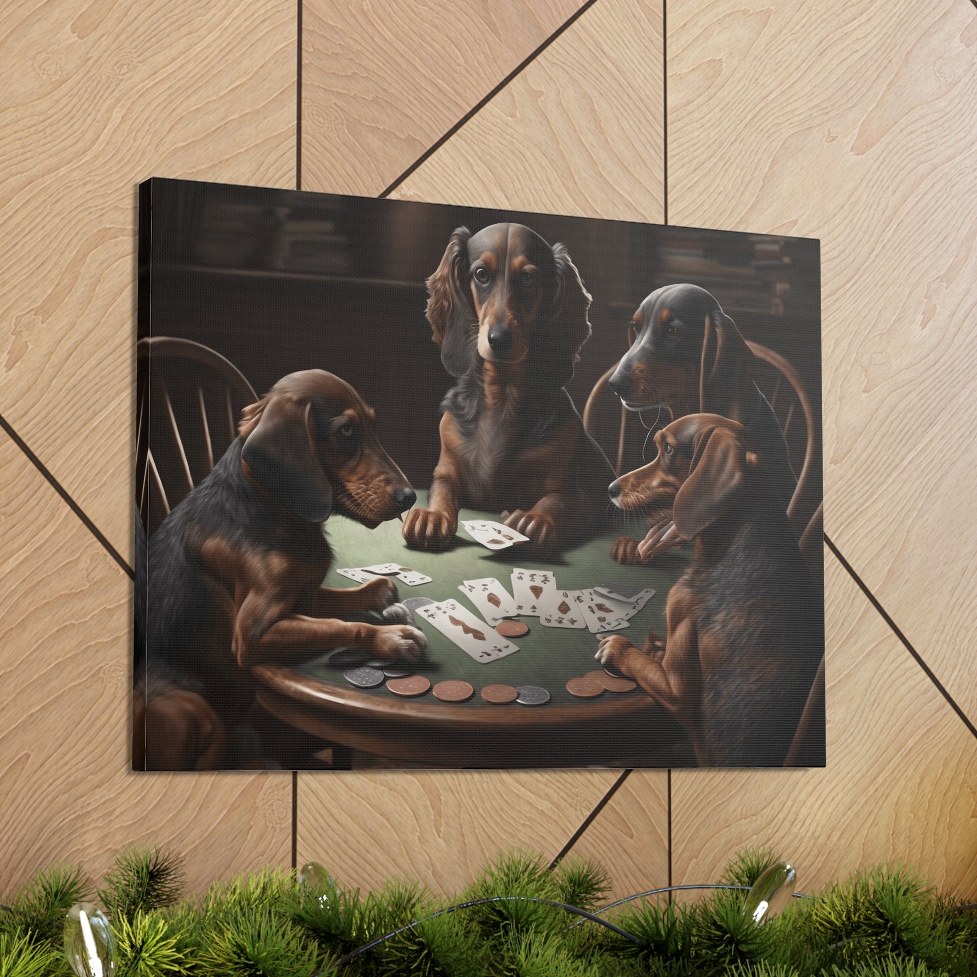 Painting Dogs Playing Poker Funny Game Animals Playing Card Canvas Wall Art for Home Decor Ready-to-Hang-Express Your Love Gifts