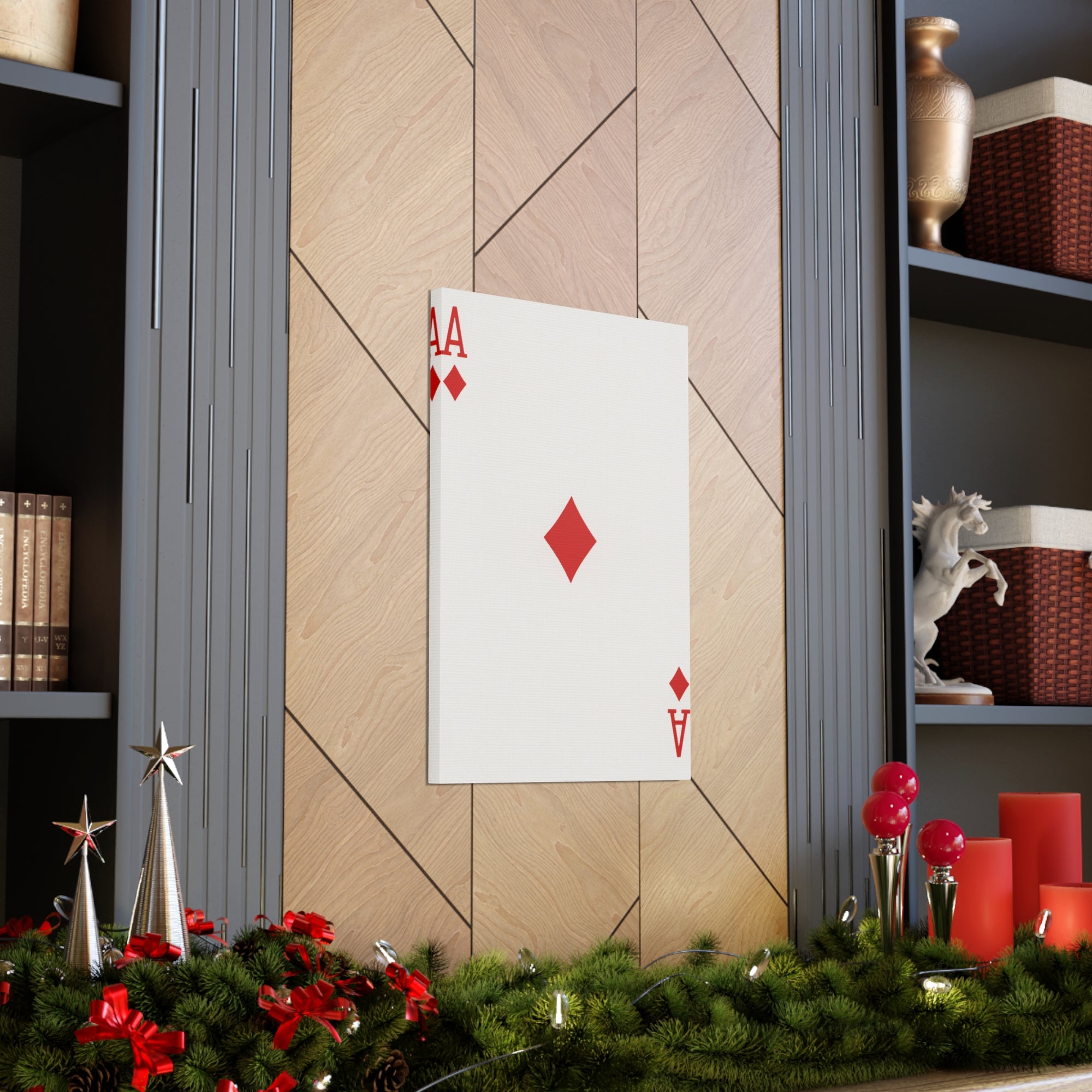 Ace Of Diamonds Playing Card Canvas Wall Art for Home Decor Ready-to-Hang-Express Your Love Gifts