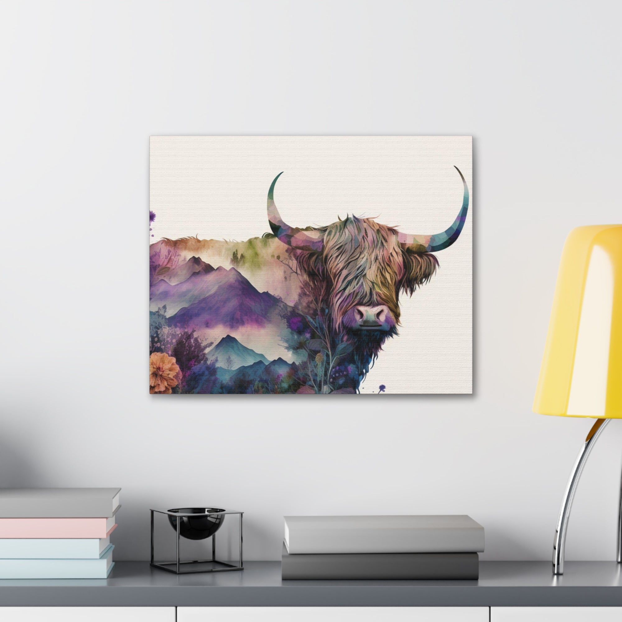 Bison Standing In Flower Field Buffalo Art Canvas Wall Art for Home Decor Ready-to-Hang-Express Your Love Gifts