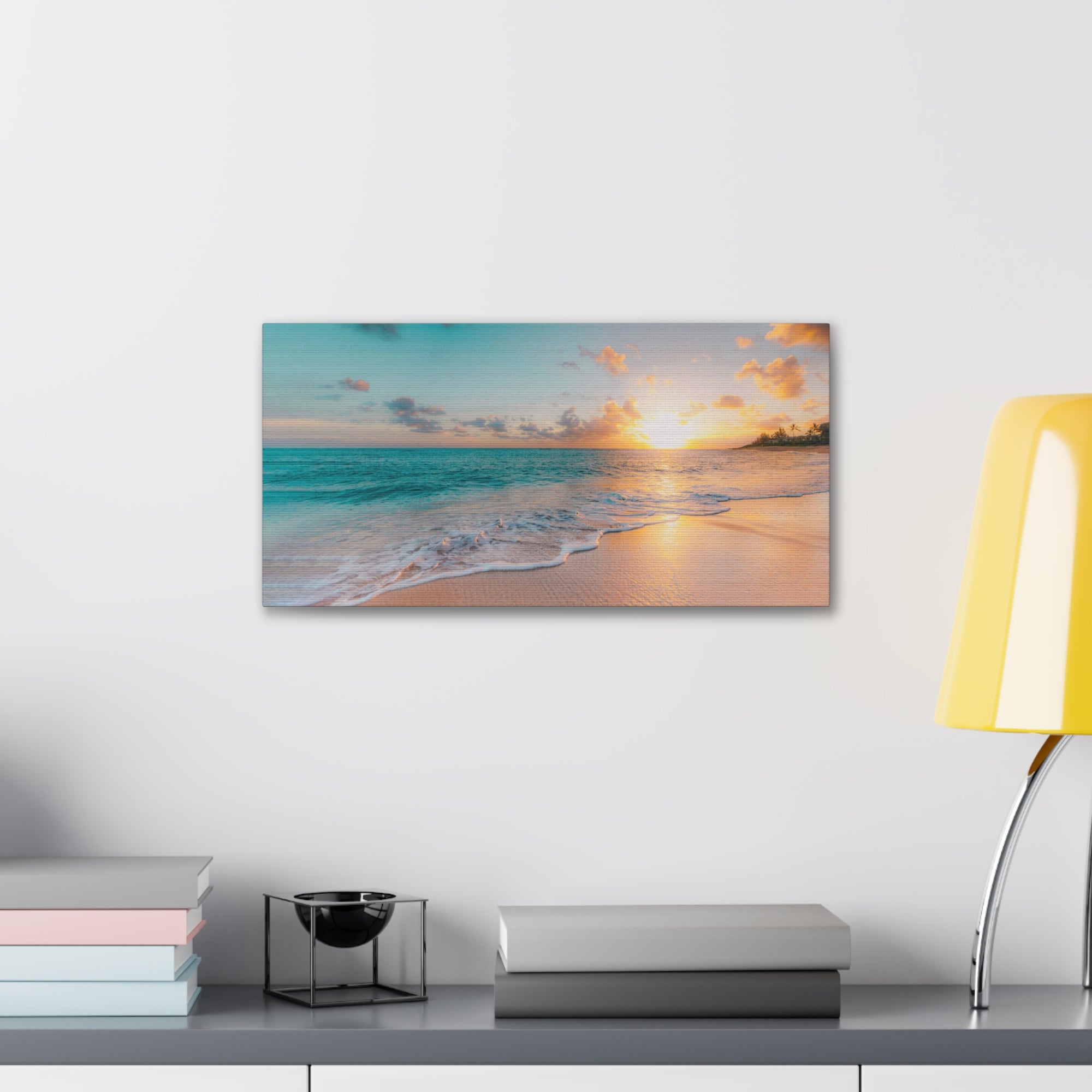 Beach Blue Sky Daylight Ocean Canvas Wall Art for Home Decor Ready-to-Hang-Express Your Love Gifts