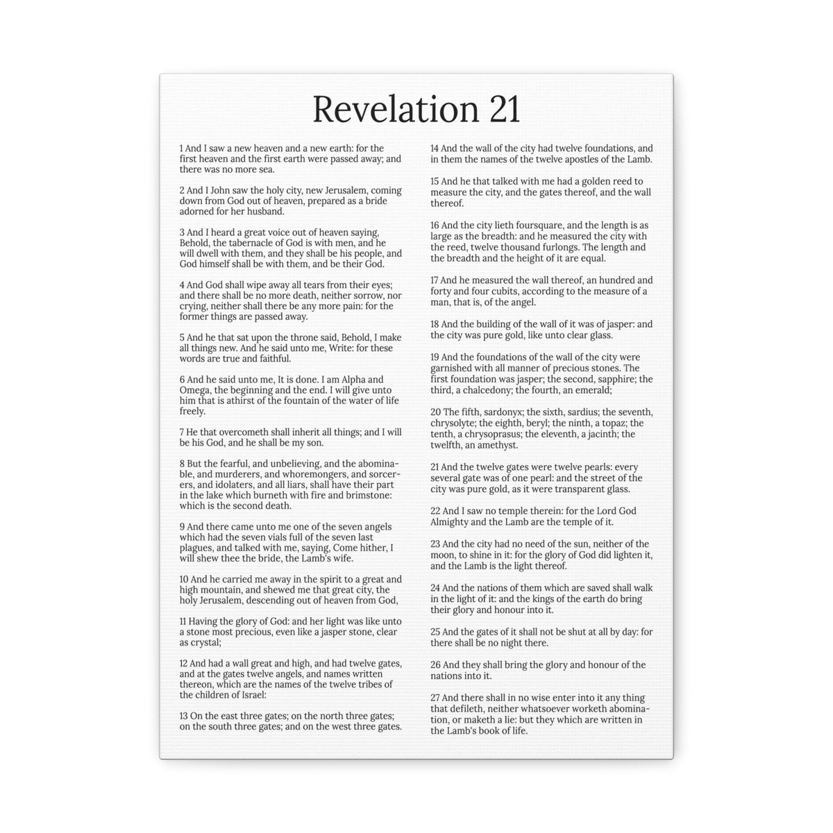 Scripture Walls Revelation 21 Chapter New Heaven and New Earth White Christian Wall Art Print Ready to Hang Unframed-Express Your Love Gifts