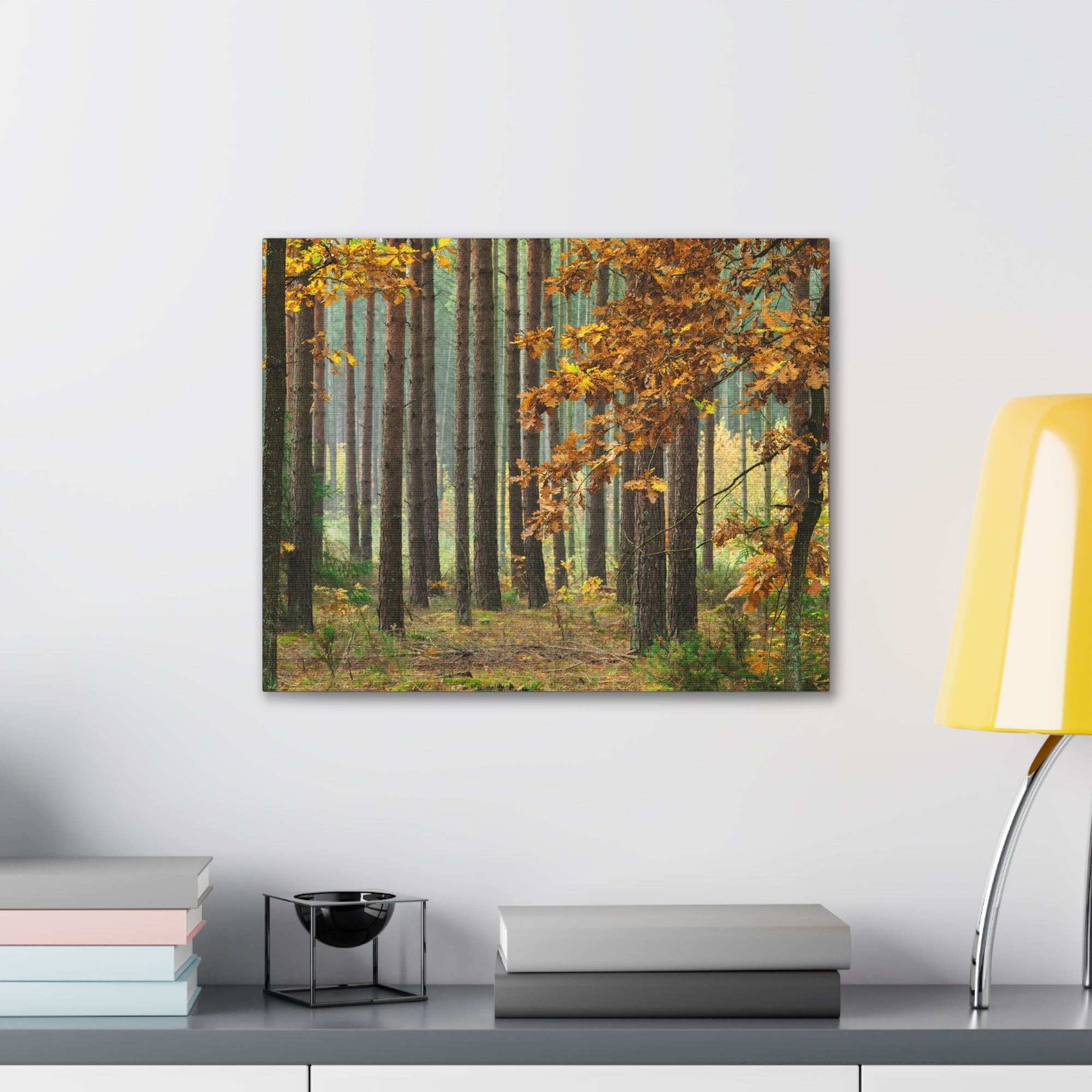 Autumn Forest Orange Tree Nature Wilderness Photography Canvas Wall Art for Home Decor Ready-to-Hang-Express Your Love Gifts