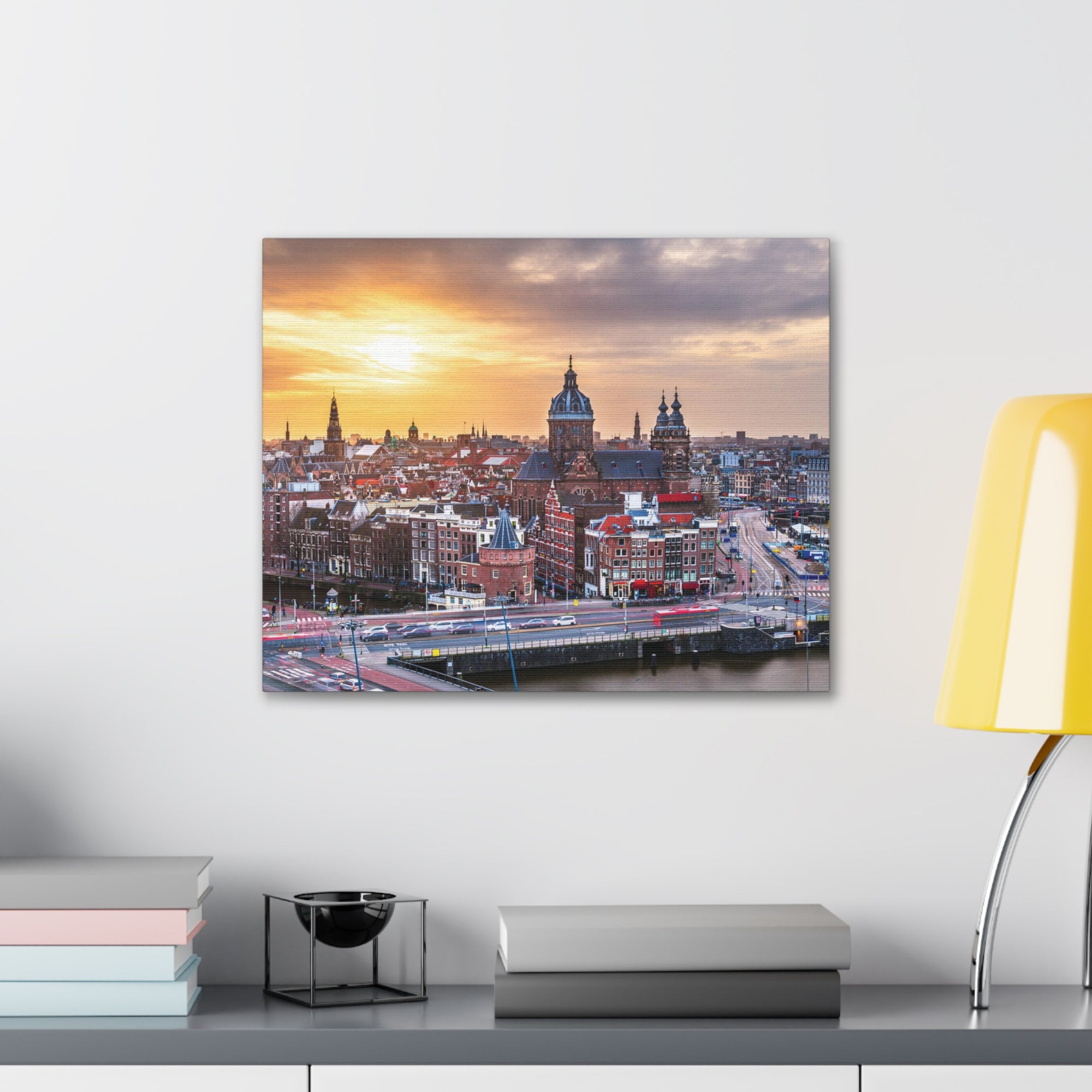 Amsterdam Daytime Skyline Canvas Artwork High-Quality Breathtaking Stunning Cityscape for Home Decor Ready to Hang-Express Your Love Gifts