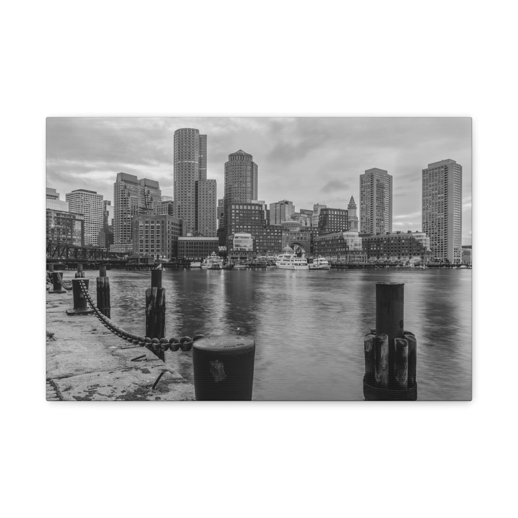 Boston Black And White Skyline Canvas Artwork High-Quality Breathtaking Stunning Cityscape for Home Decor Ready to Hang-Express Your Love Gifts