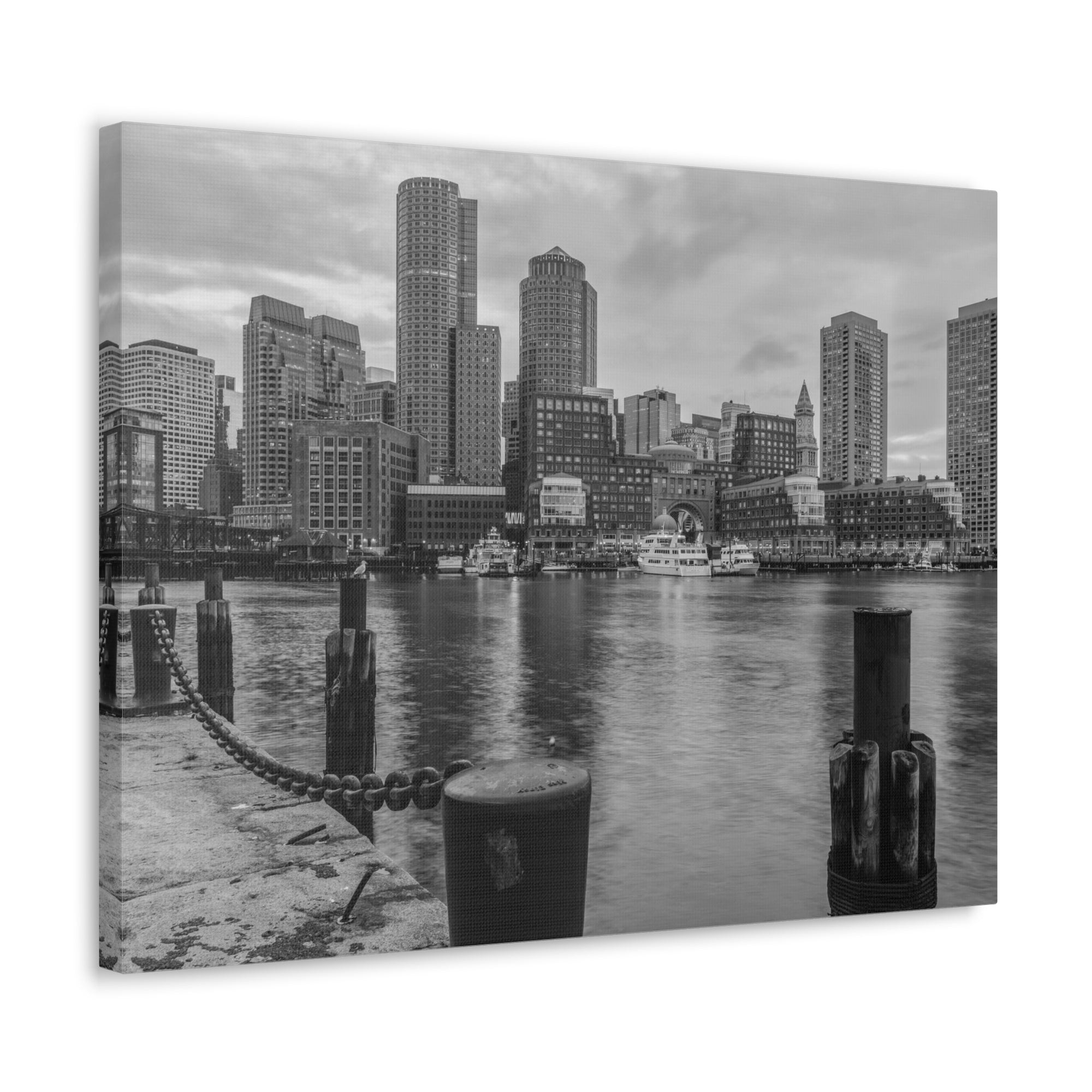 Boston Black And White Skyline Canvas Artwork High-Quality Breathtaking Stunning Cityscape for Home Decor Ready to Hang-Express Your Love Gifts