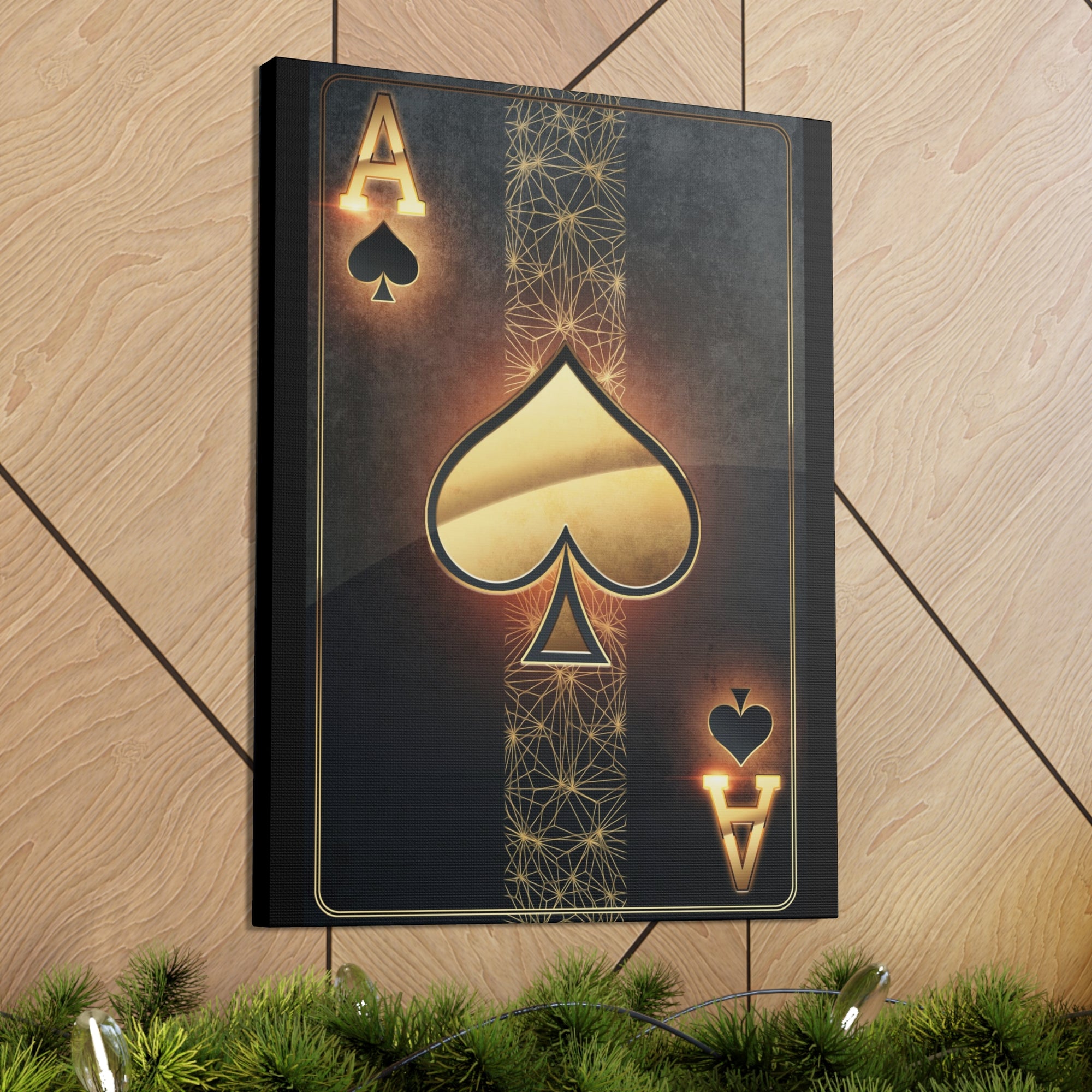 Black Gold Ace Of Hearts Playing Card Canvas Wall Art for Home Decor Ready-to-Hang-Express Your Love Gifts