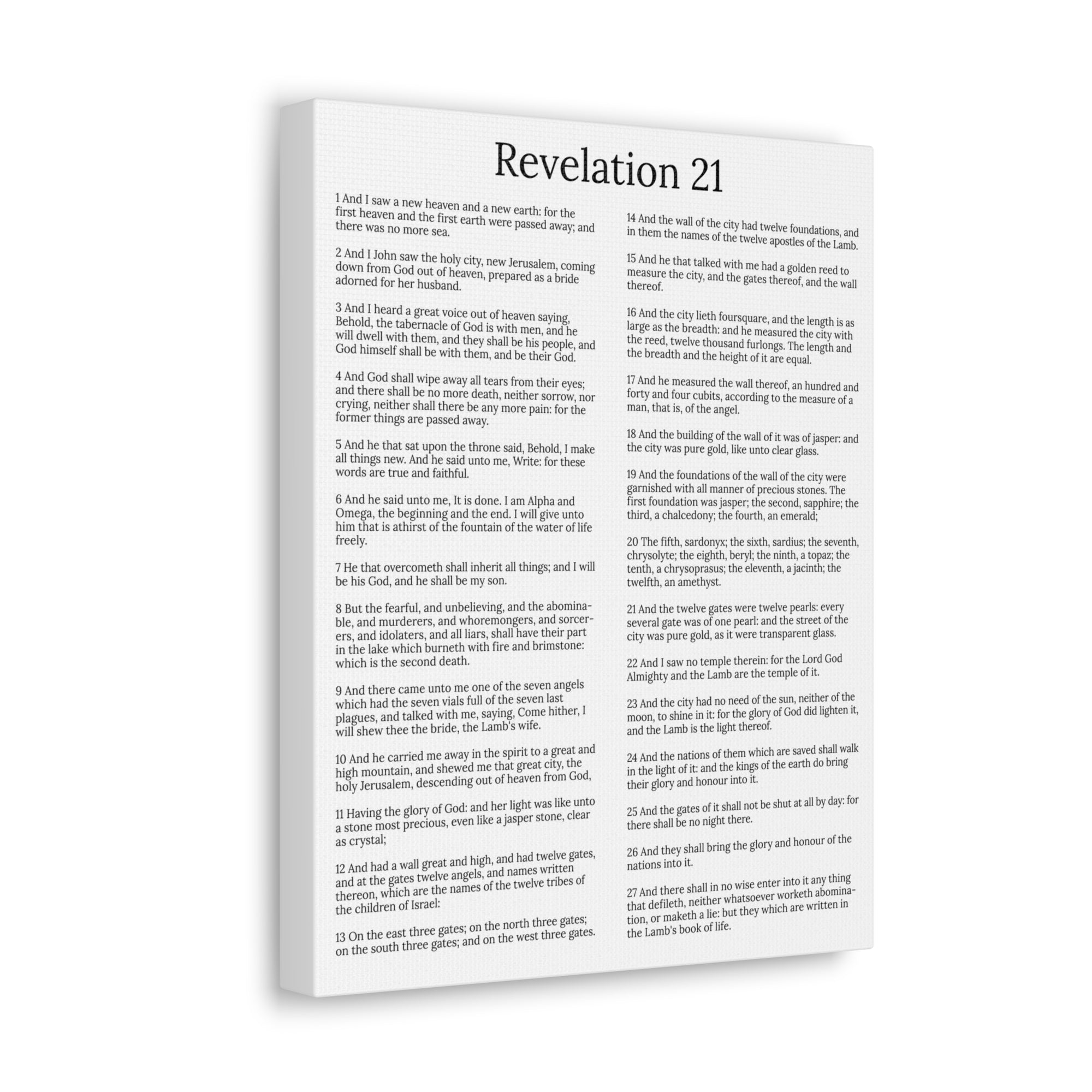 Scripture Walls Revelation 21 Chapter New Heaven and New Earth White Christian Wall Art Print Ready to Hang Unframed-Express Your Love Gifts