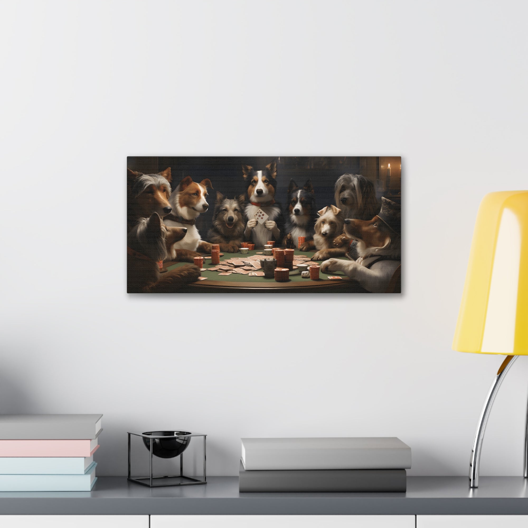 Different Dogs Playing Poker New York Animals Playing Card Canvas Wall Art for Home Decor Ready-to-Hang-Express Your Love Gifts