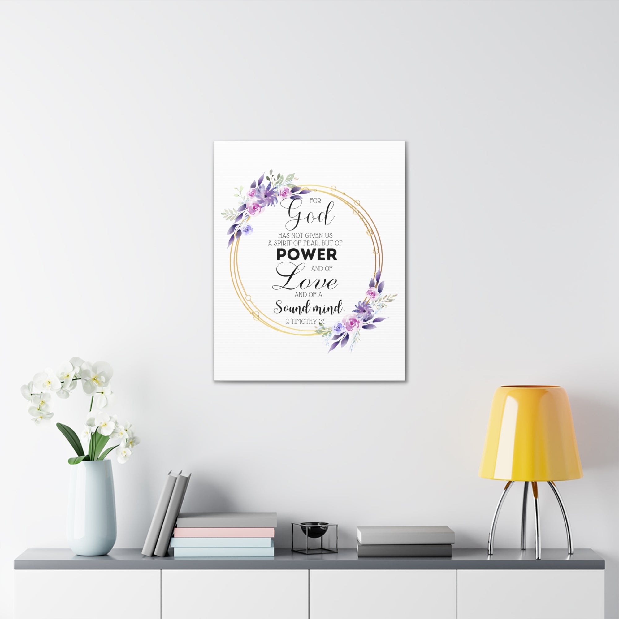 Scripture Walls 2 Timothy 1:7 Power Bible Verse Canvas Christian Wall Art Ready to Hang Unframed-Express Your Love Gifts