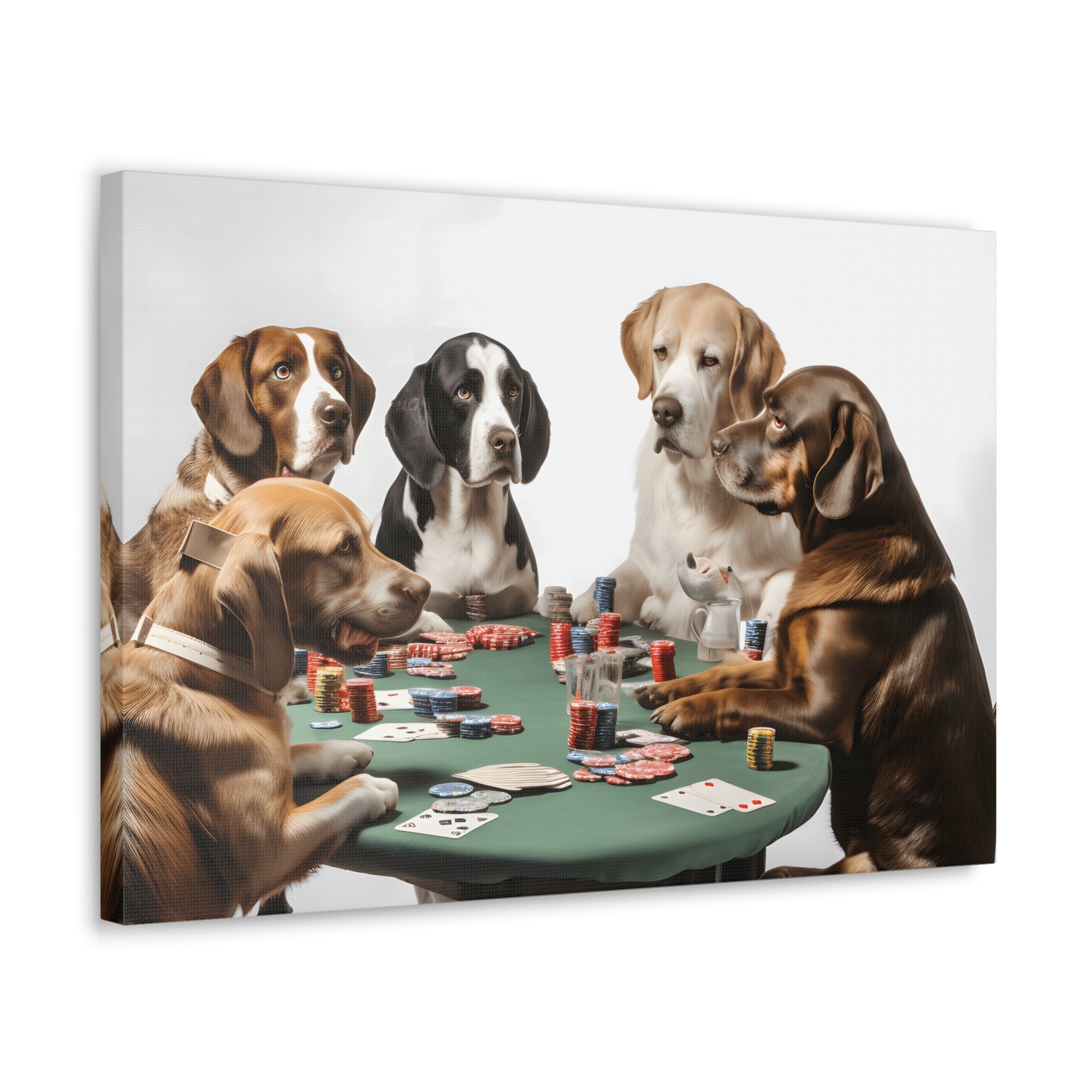 Dogs Playing Poker Funny Game Playing Card Canvas Wall Art for Home Decor Ready-to-Hang-Express Your Love Gifts