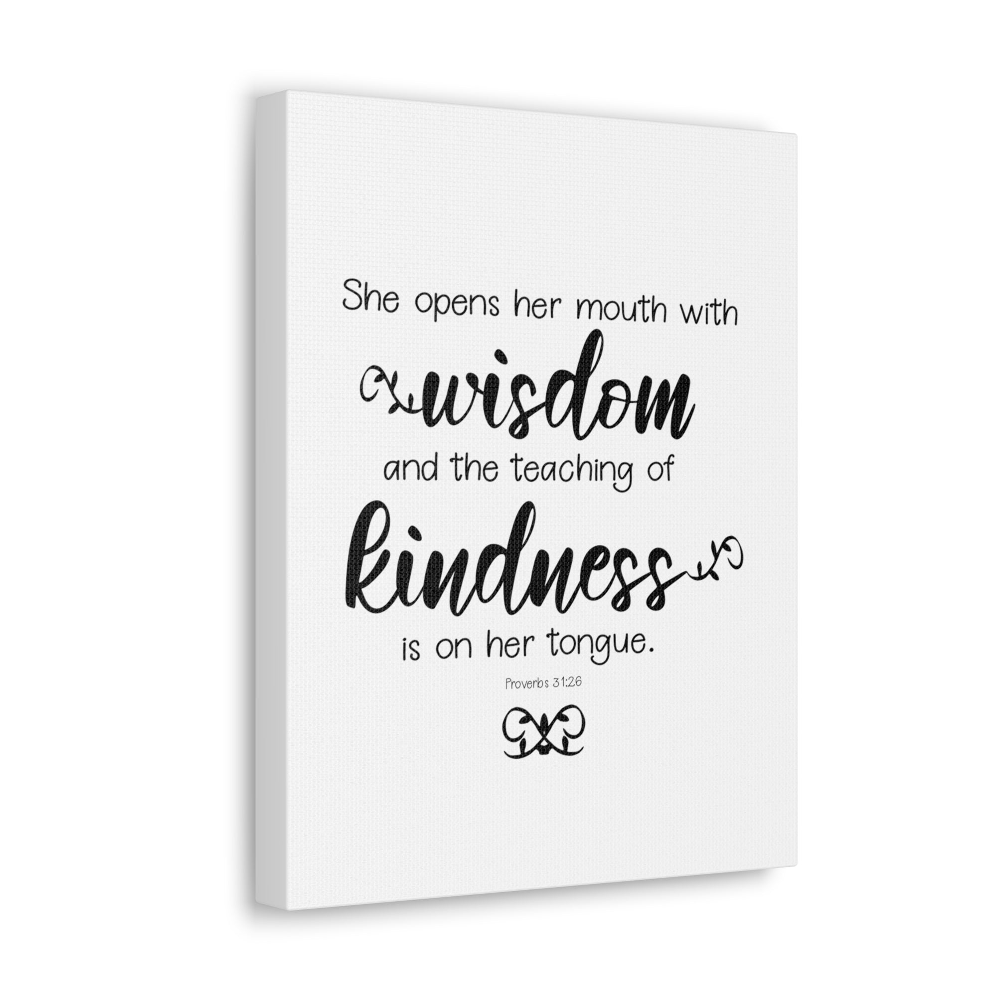 Scripture Walls Proverbs 31:26 Wisdom and Kindness Bible Verse Canvas Christian Wall Art Ready to Hang Unframed-Express Your Love Gifts