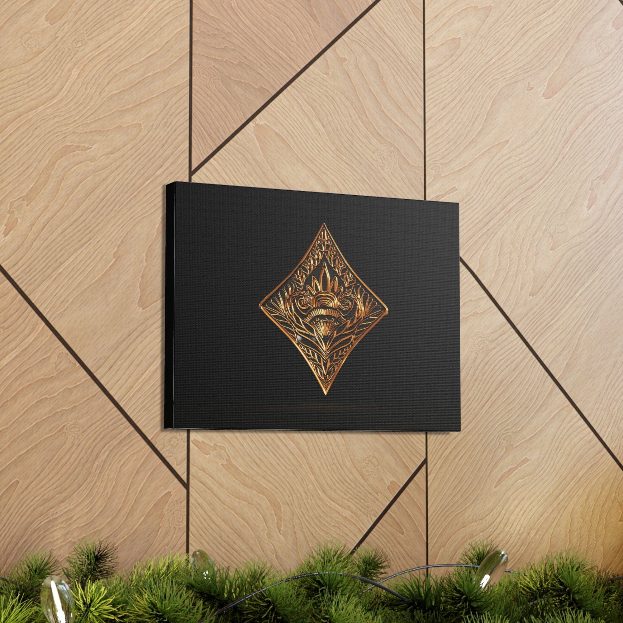 3D Gold Diamonds Playing Card Canvas Wall Art for Home Decor Ready-to-Hang-Express Your Love Gifts