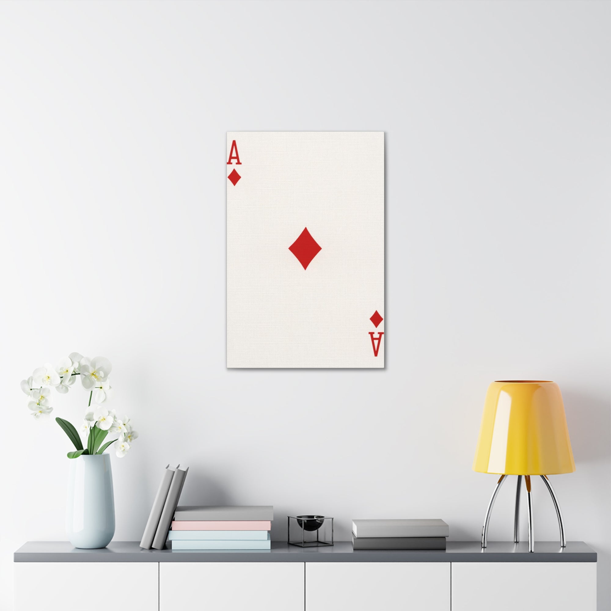 Ace Of Diamonds Playing Card Canvas Wall Art for Home Decor Ready-to-Hang-Express Your Love Gifts